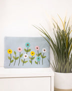Light Blue Floral Embroidered Pouch