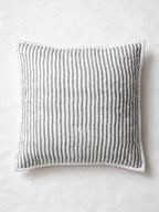 Gray Striped Quilted Cushion Cover