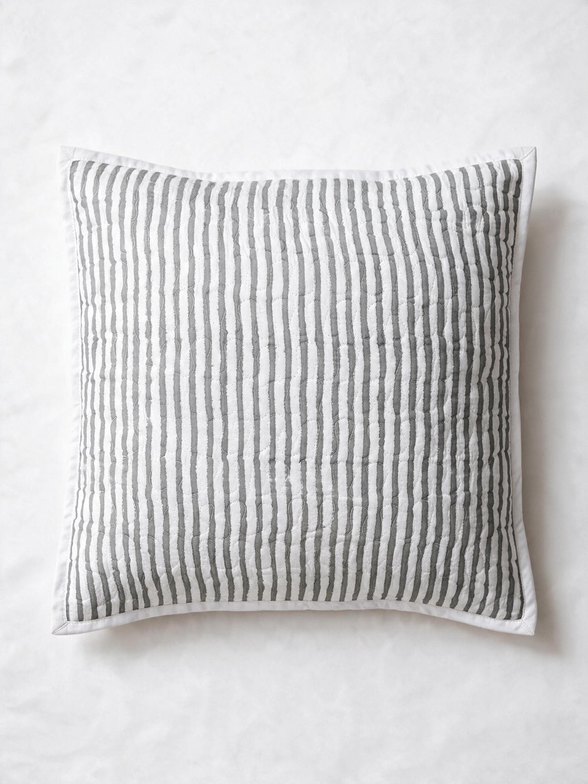 Gray Striped Quilted Cushion Cover