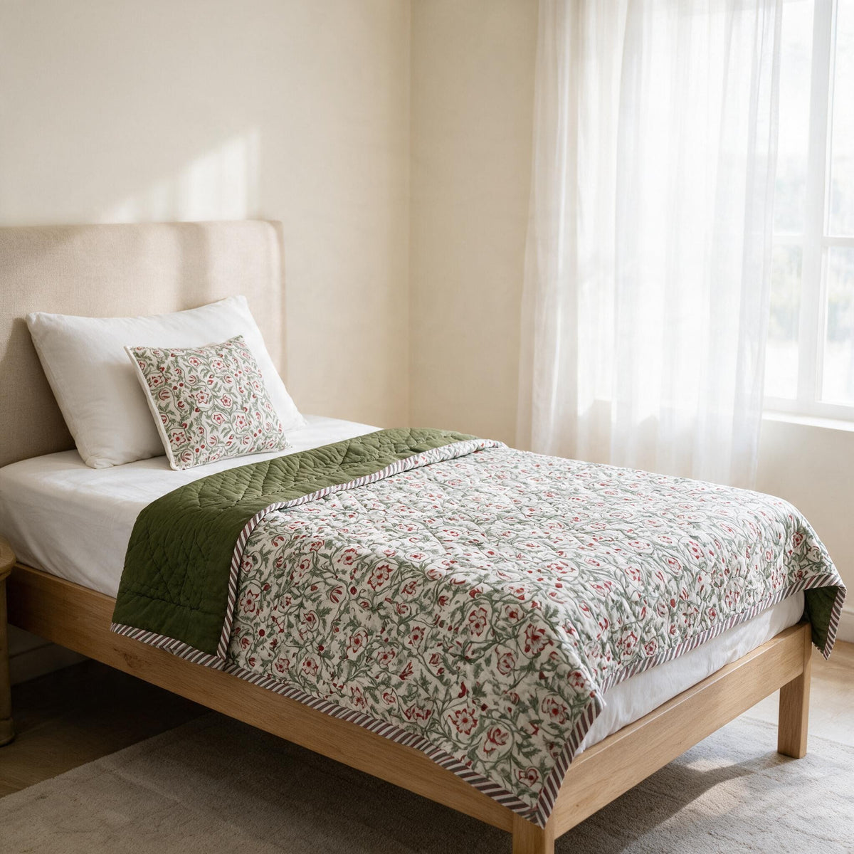 Green Muslin Razai