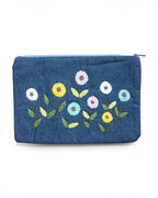 Blue Floral Embroidered Pouch