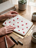 White Hand Embroidered Pouch
