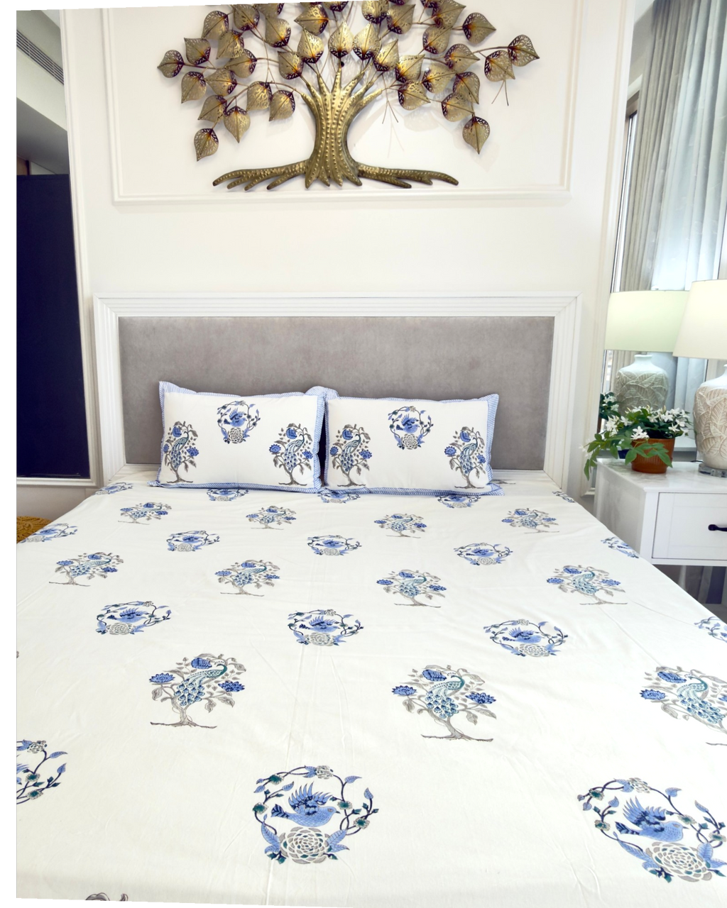 Blue Floral Anokhi Bedsheet