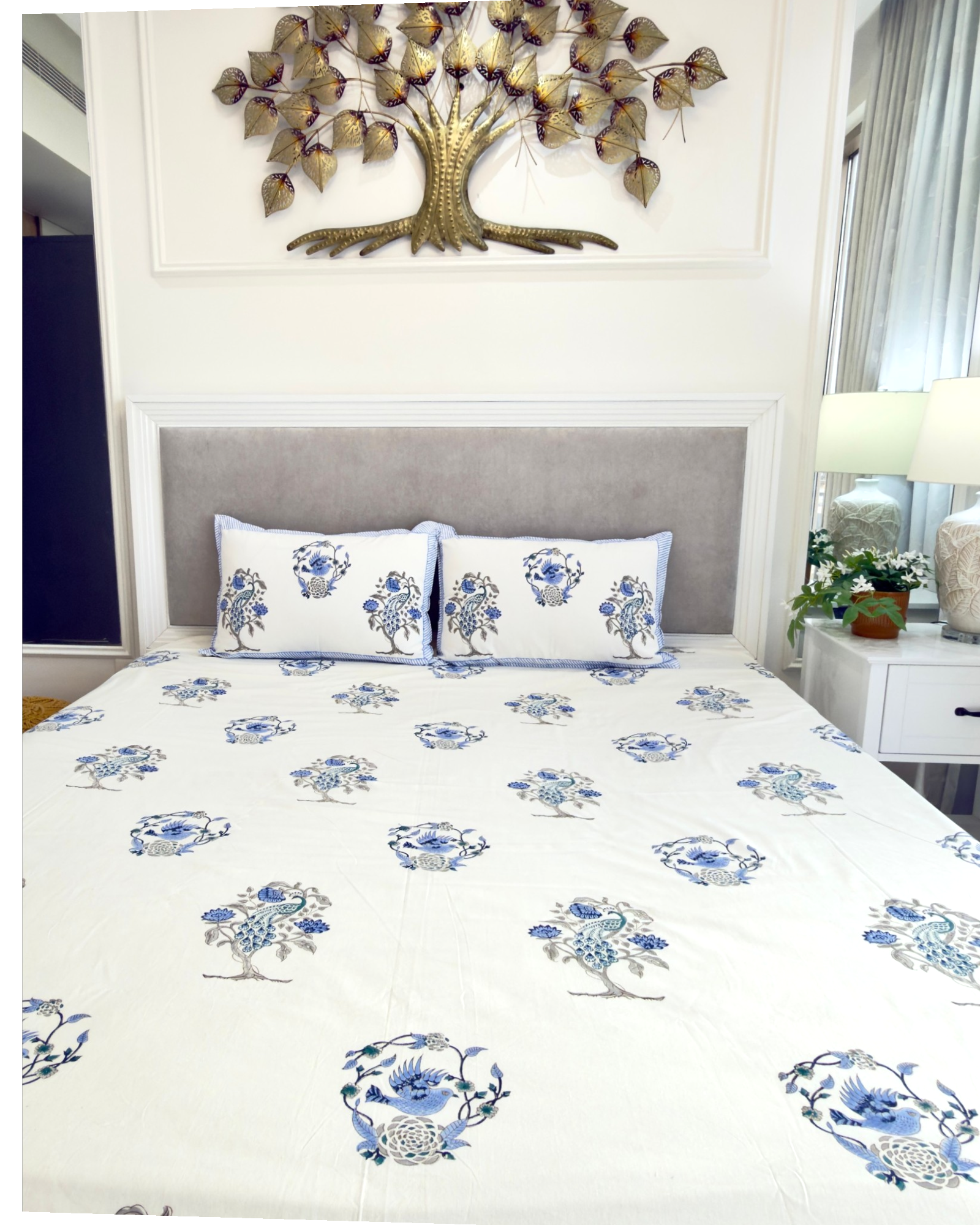 Blue Floral Anokhi Bedsheet