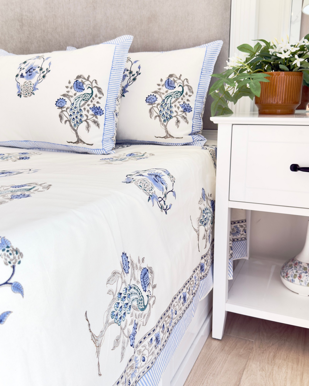 Blue Floral Anokhi Bedsheet