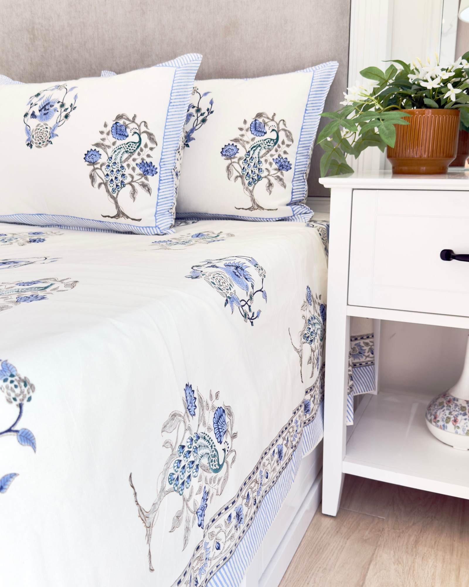 Blue Floral Anokhi Bedsheet
