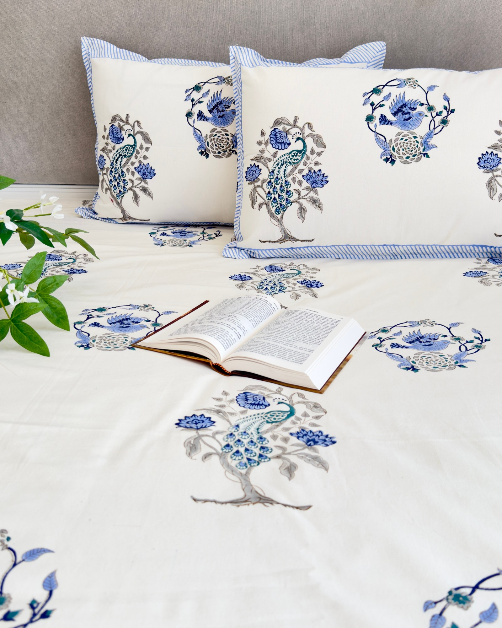 Blue Floral Anokhi Bedsheet