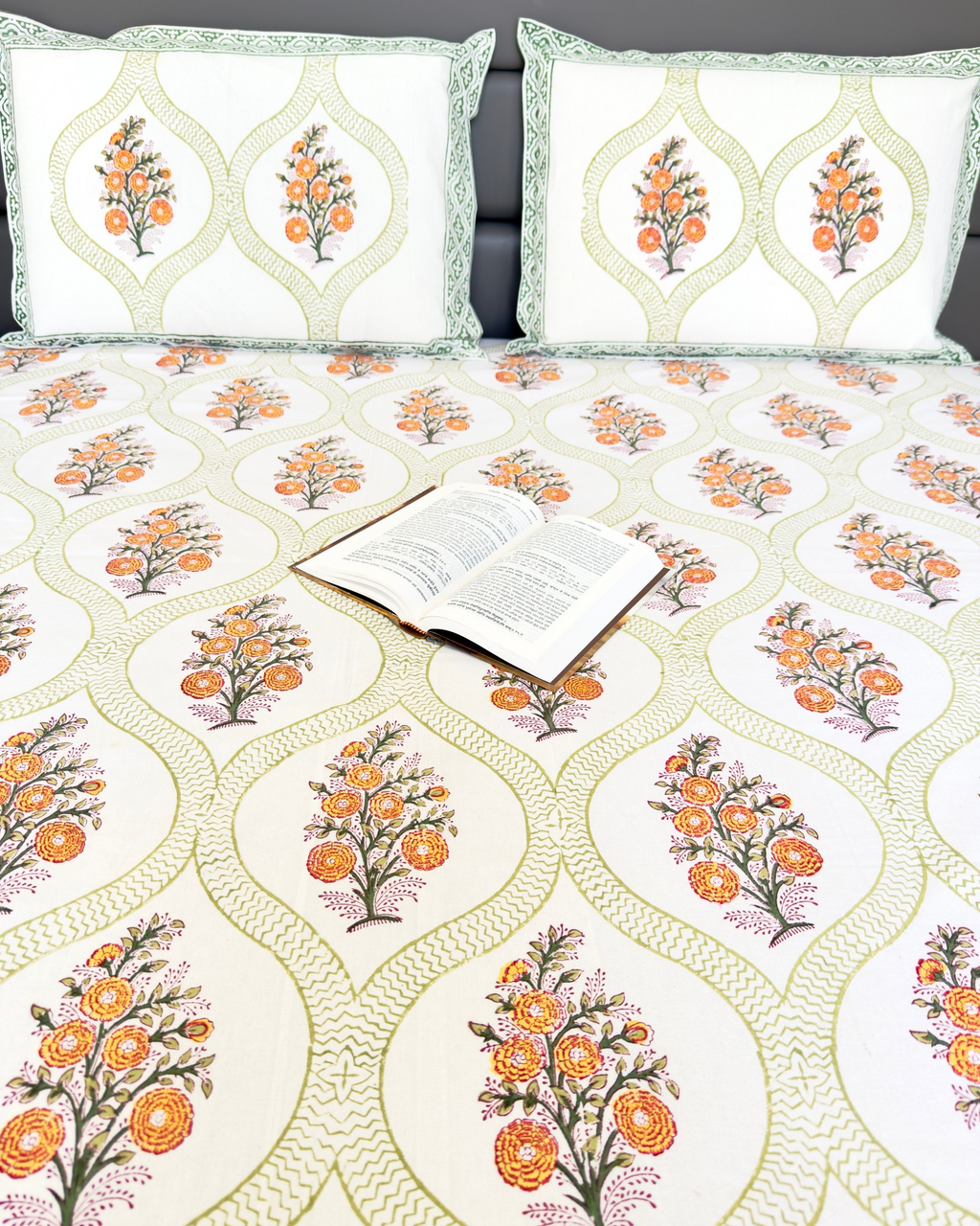 Orange Floral Anokhi Bedsheet