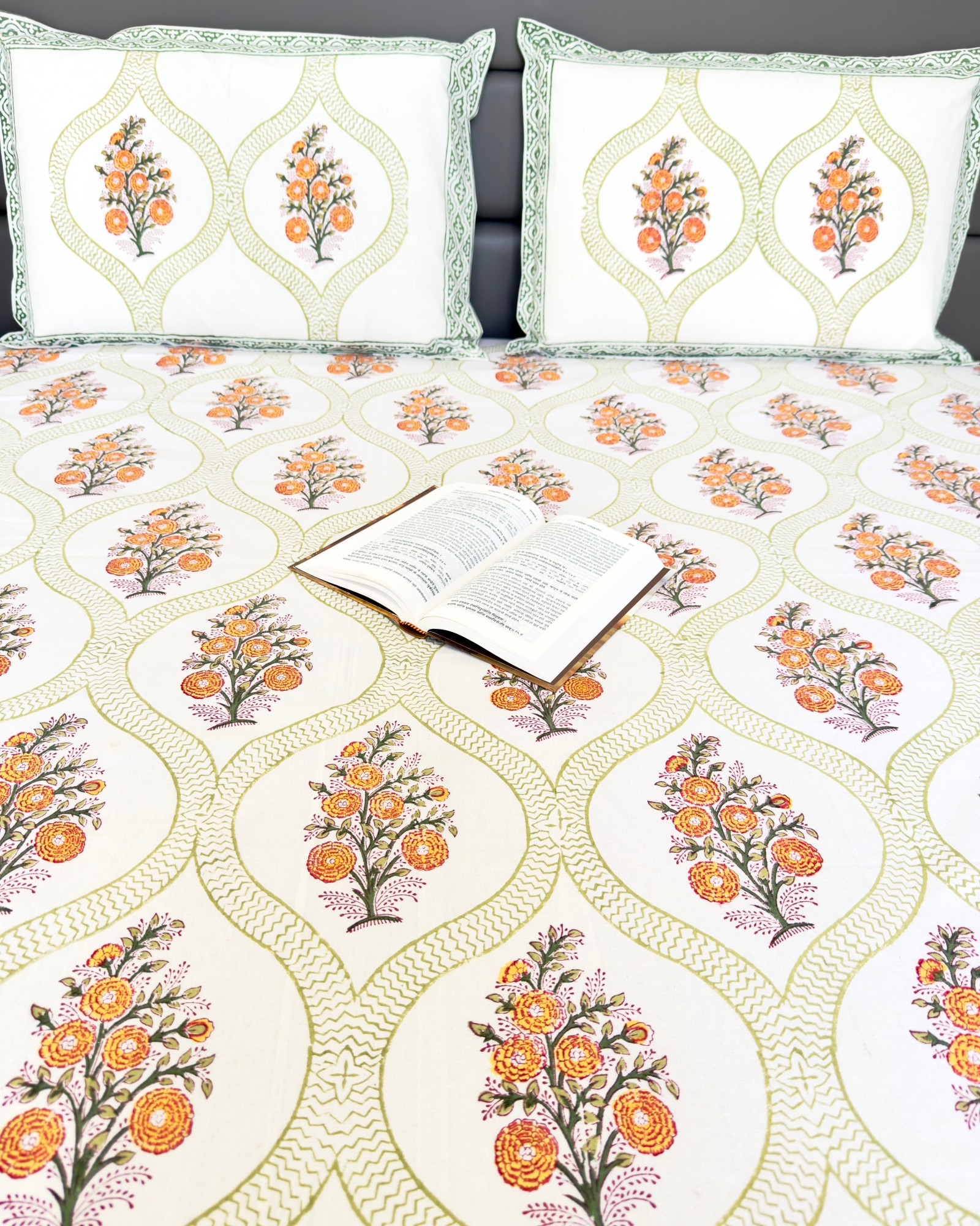 Orange Floral Anokhi Bedsheet
