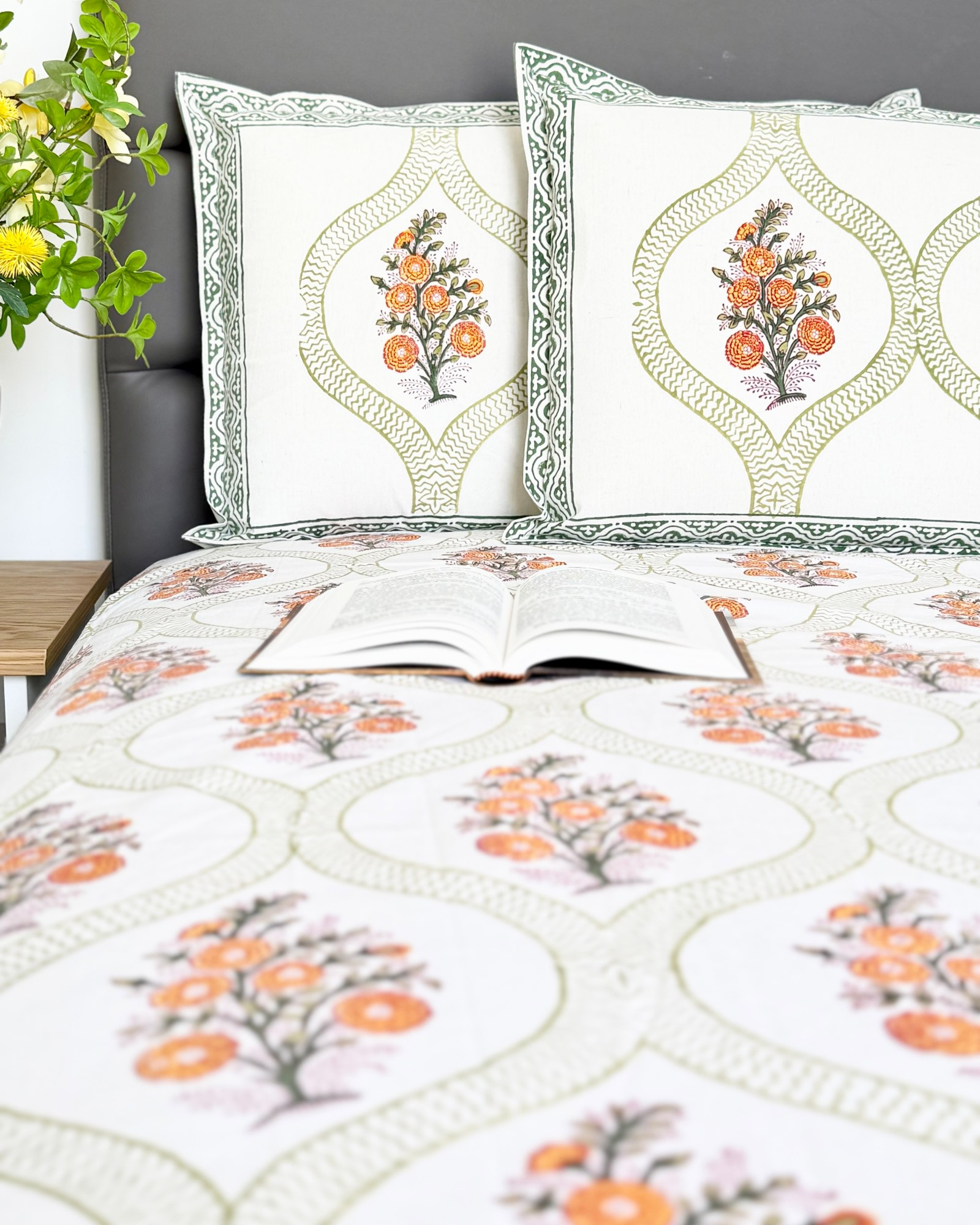 Orange Floral Anokhi Bedsheet