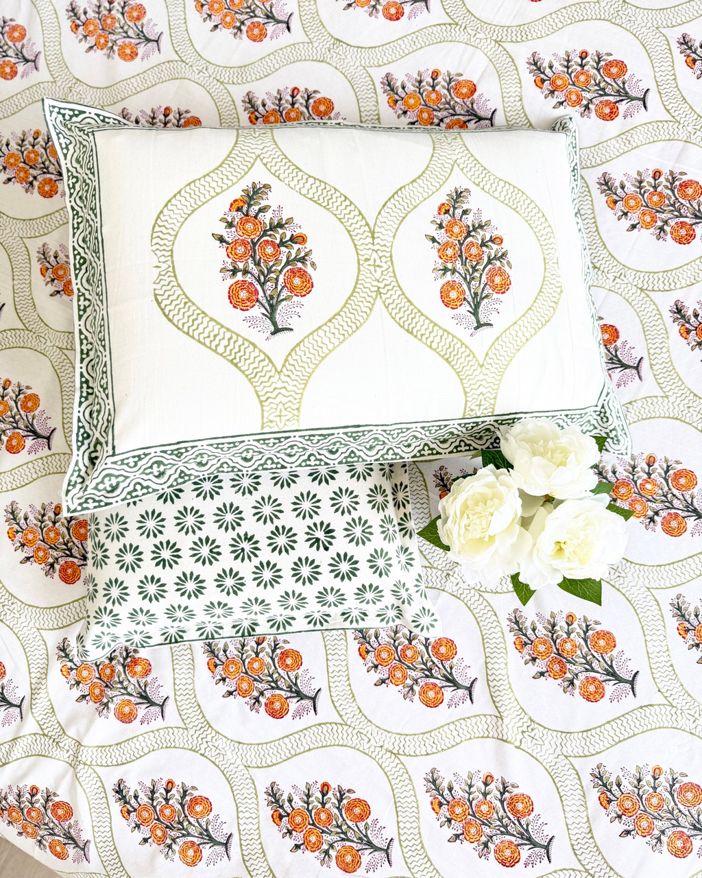 Orange Floral Anokhi Bedsheet