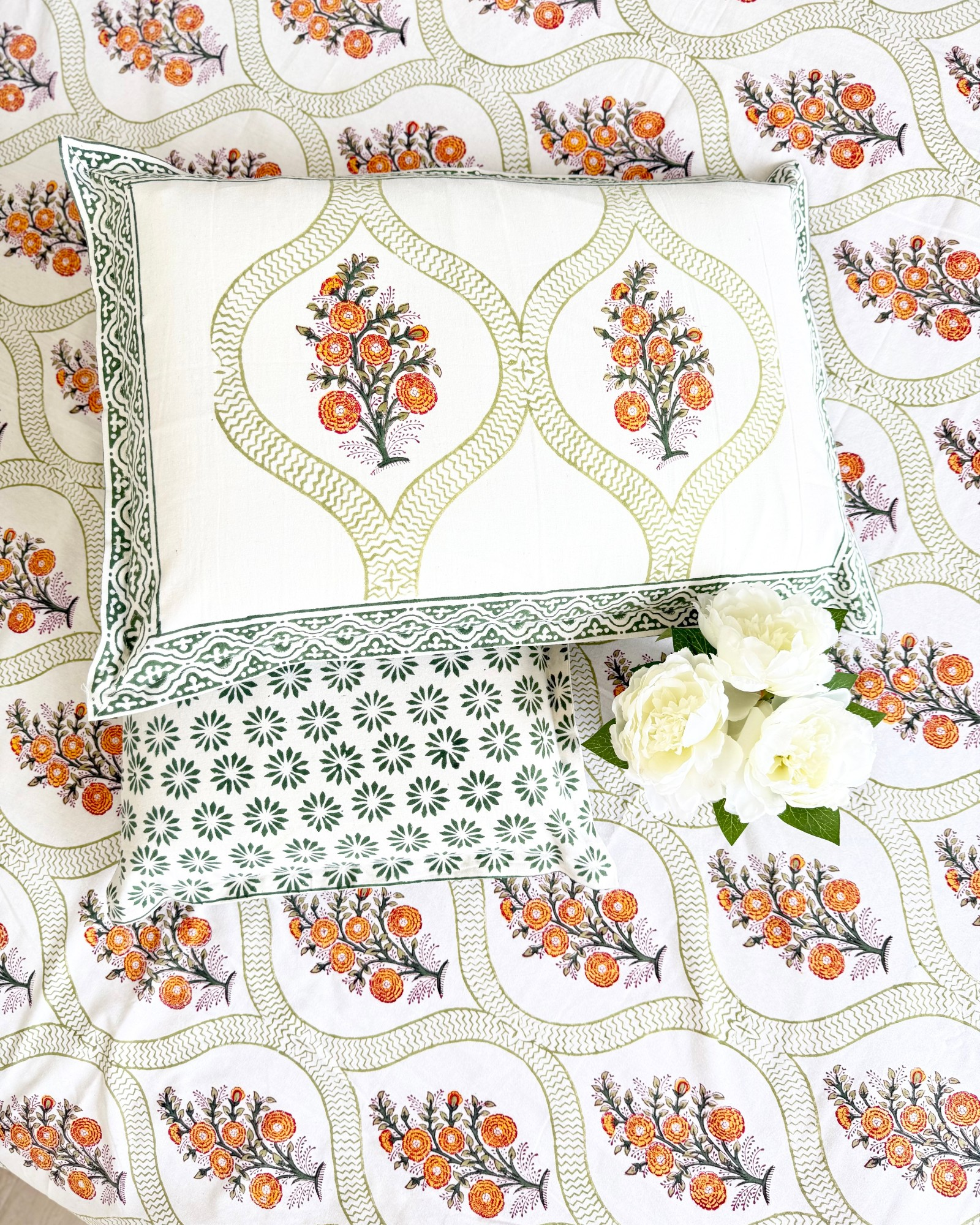 Orange Floral Anokhi Bedsheet