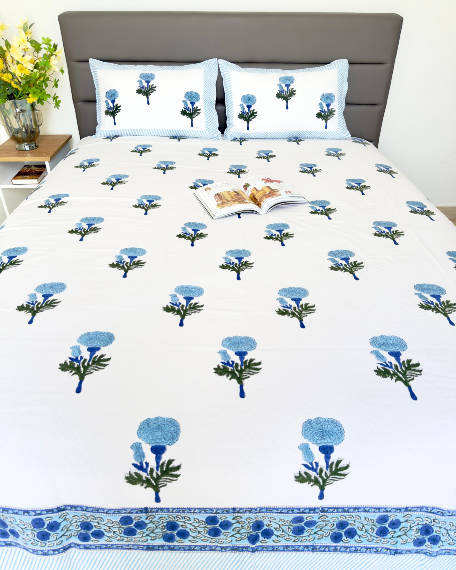 Blue Floral South Cotton Bedsheet