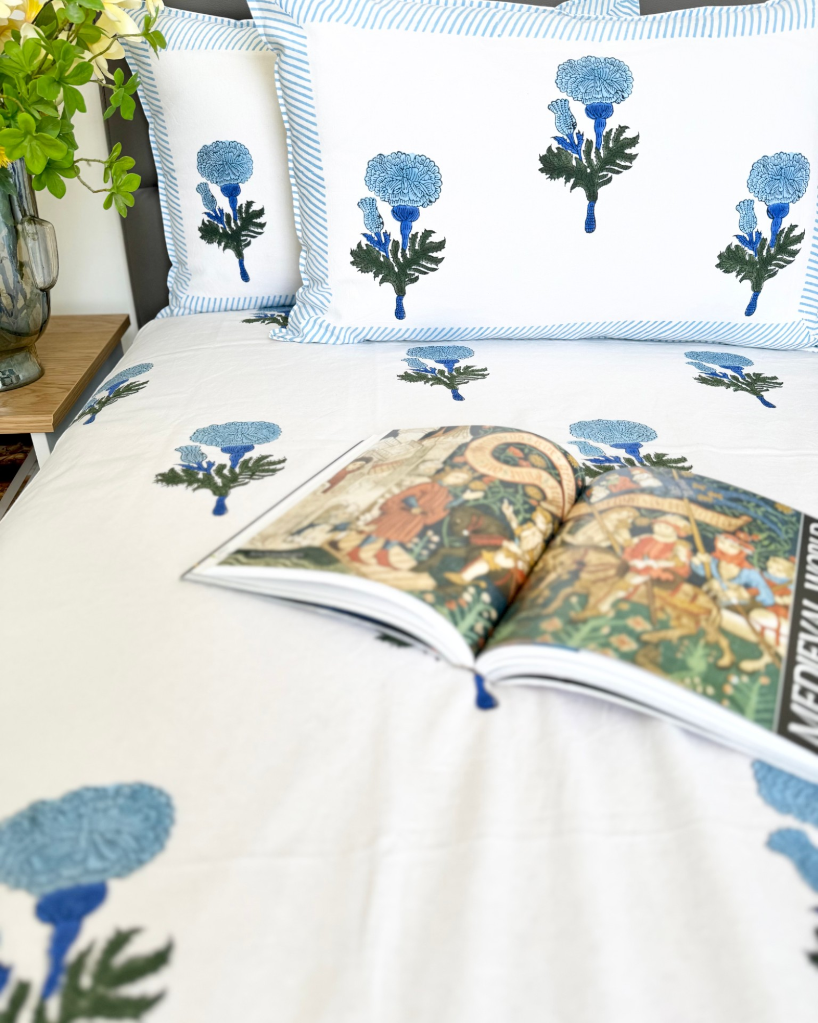 Blue Floral South Cotton Bedsheet