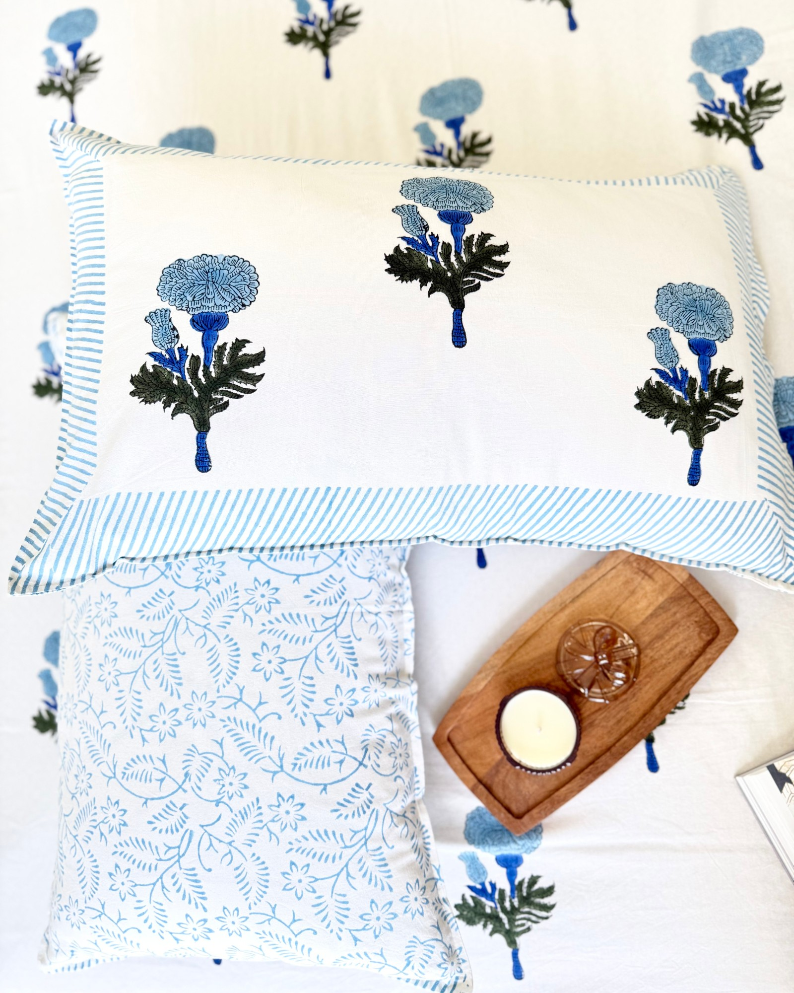 Blue Floral South Cotton Bedsheet