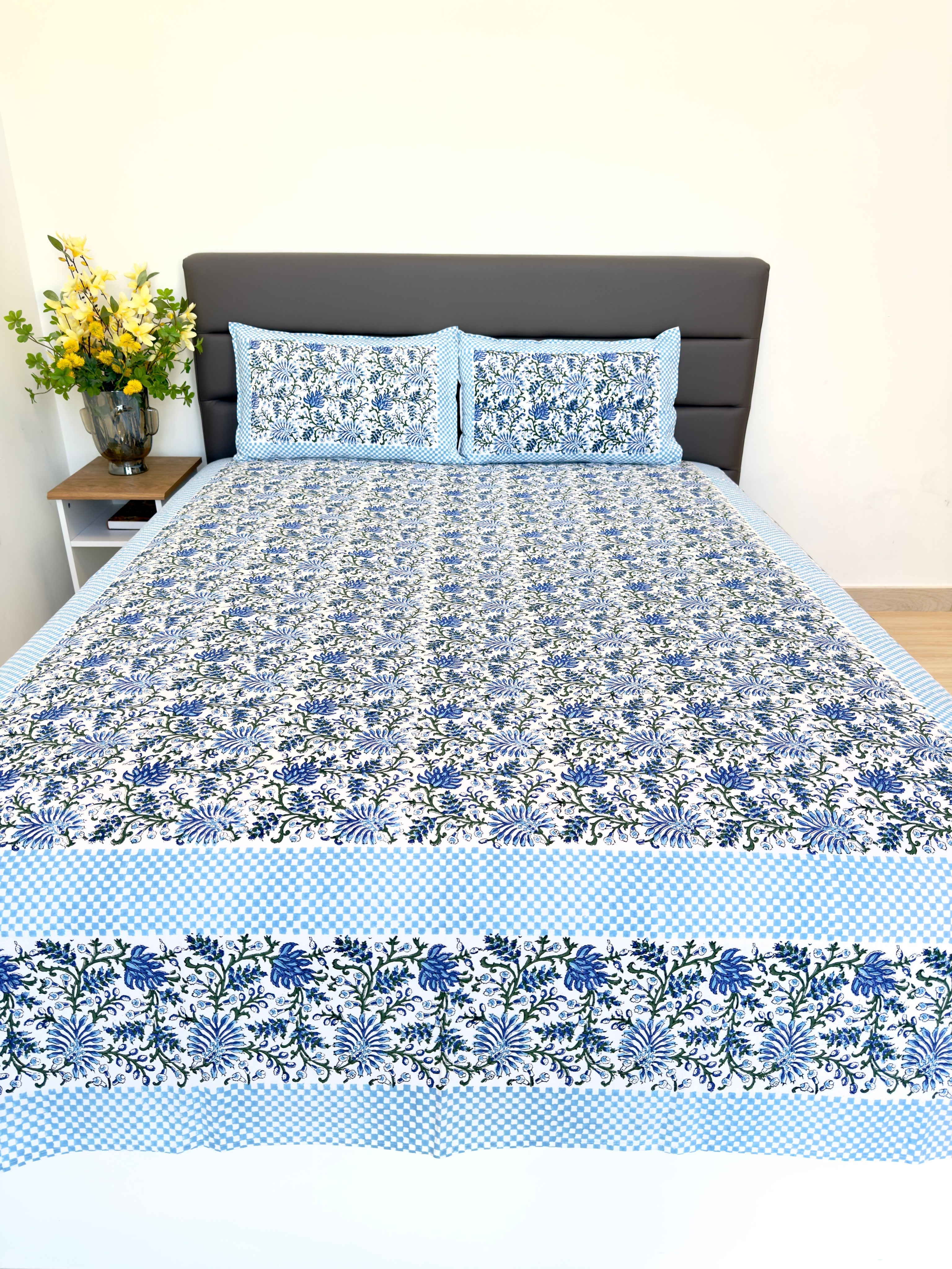 Blue Floral South Cotton Bedsheet