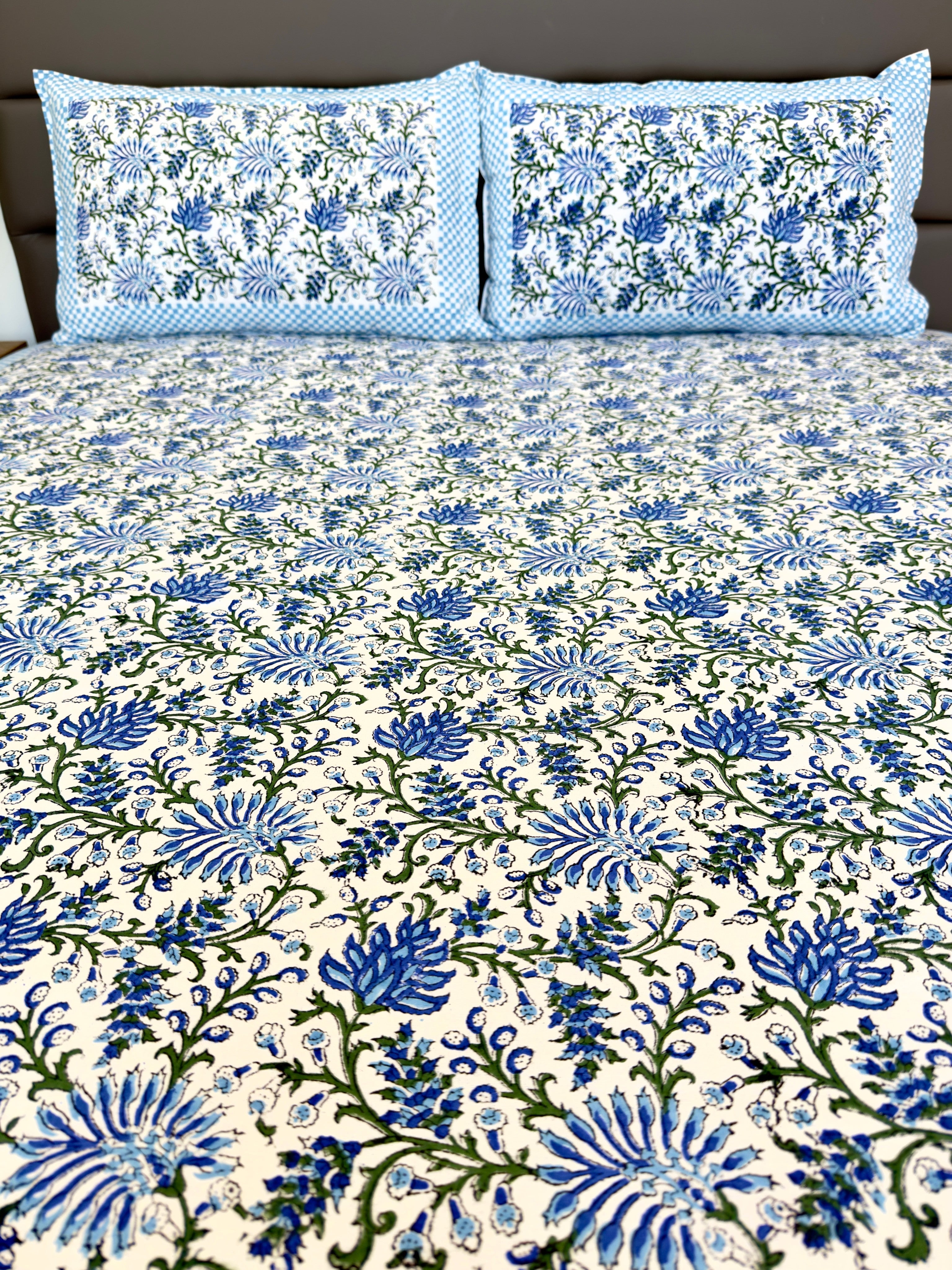 Blue Floral South Cotton Bedsheet