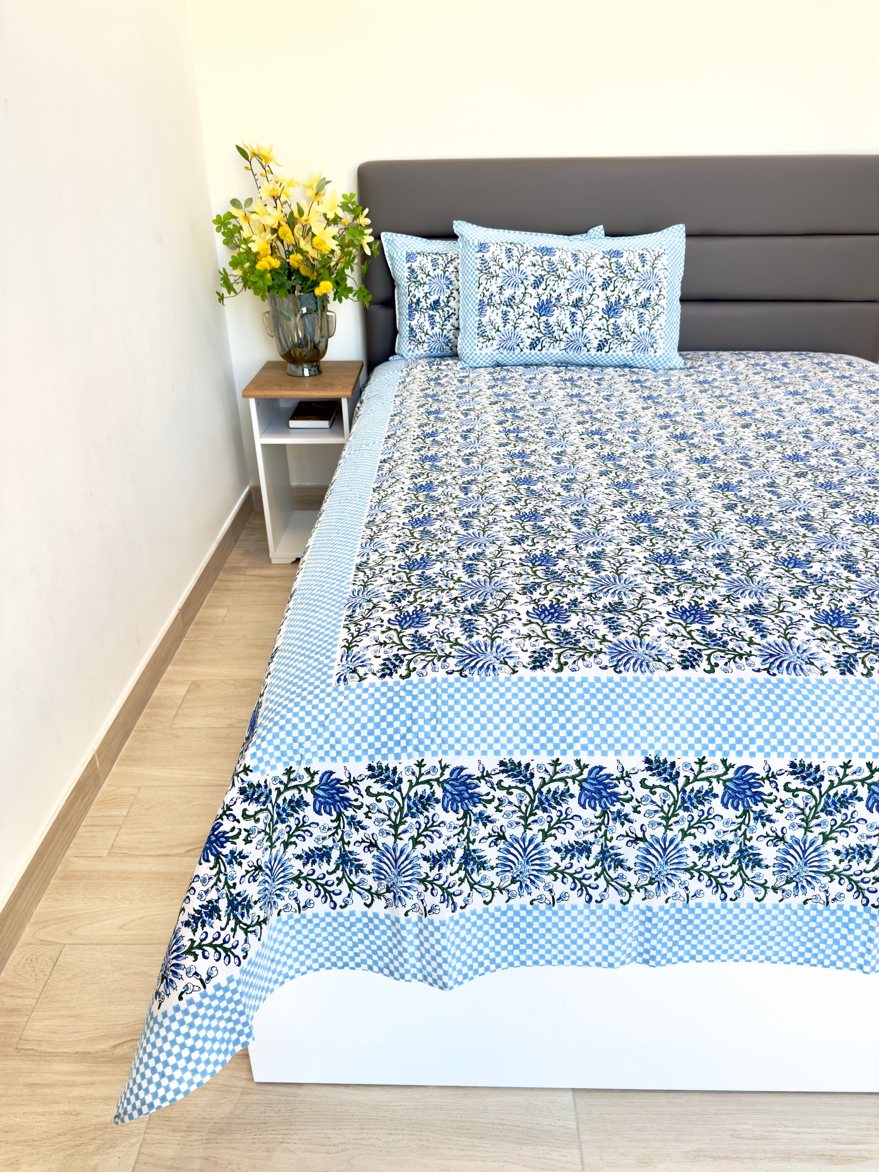 Blue Floral South Cotton Bedsheet