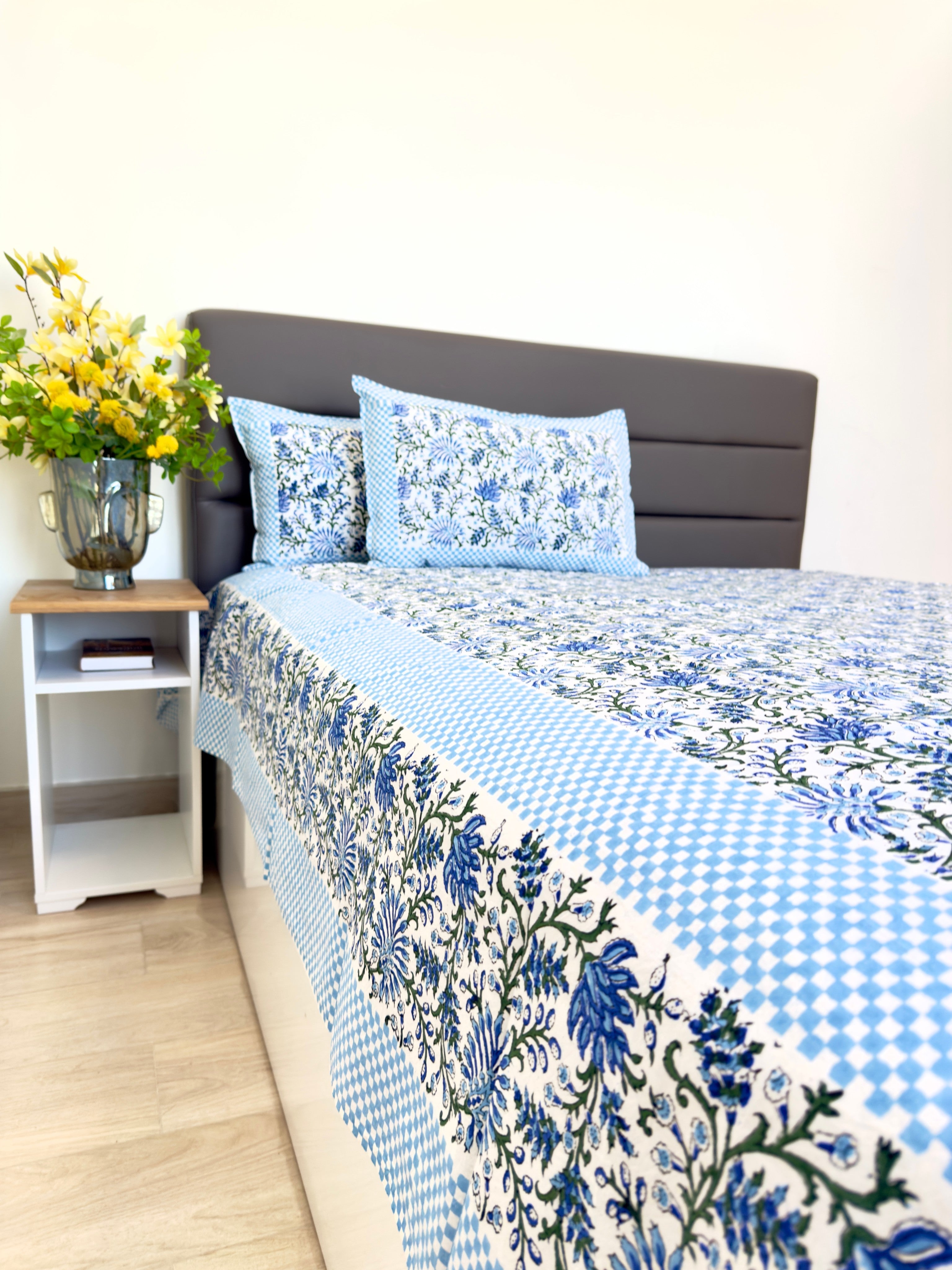 Blue Floral South Cotton Bedsheet