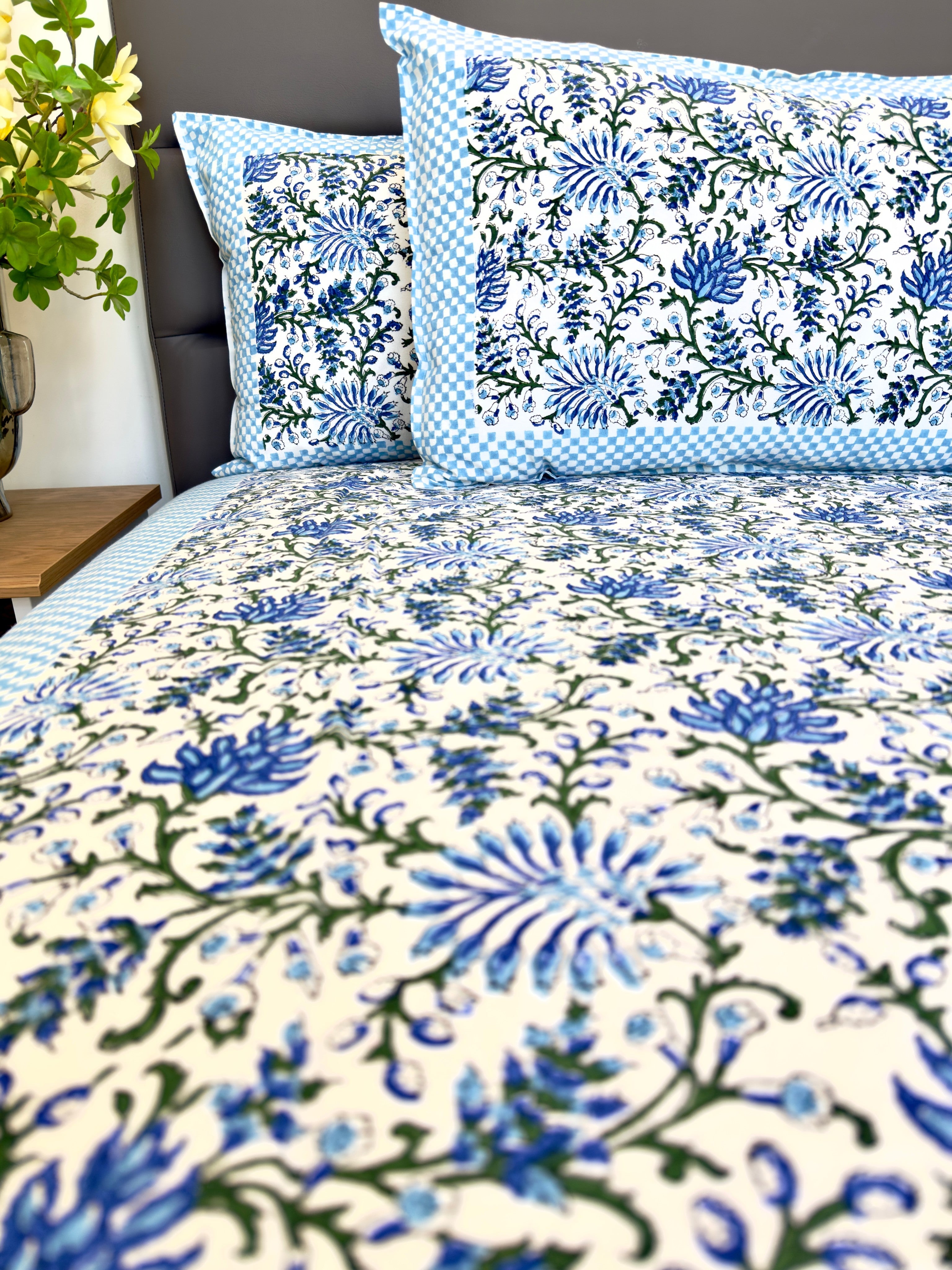 Blue Floral South Cotton Bedsheet