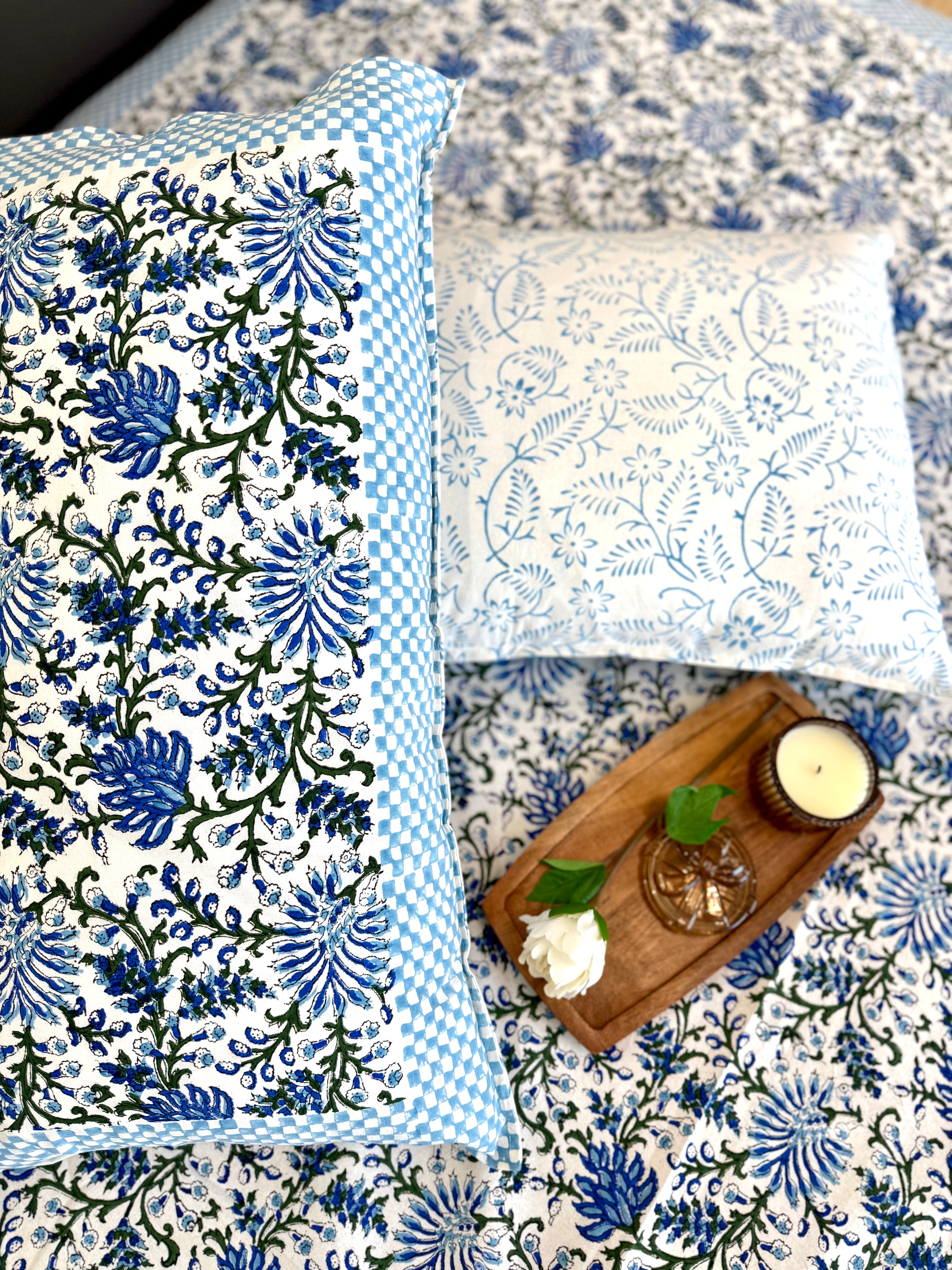 Blue Floral South Cotton Bedsheet