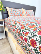 Green Yellow Floral South Cotton Bedsheet