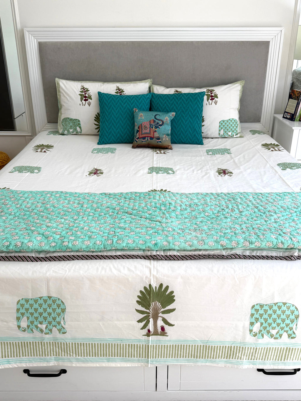 Elephant and Palm Percale Bedsheet