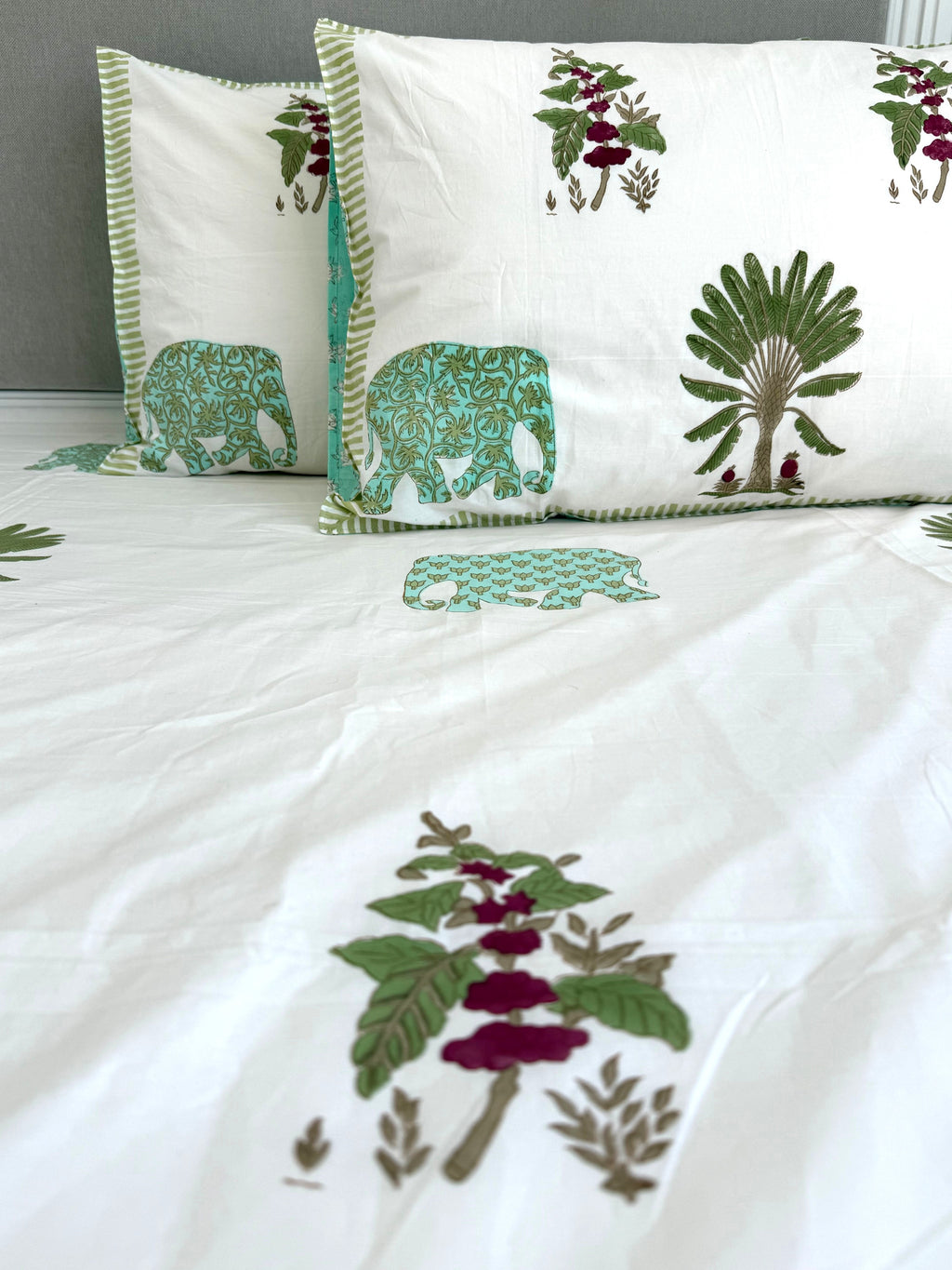 Elephant and Palm Percale Bedsheet