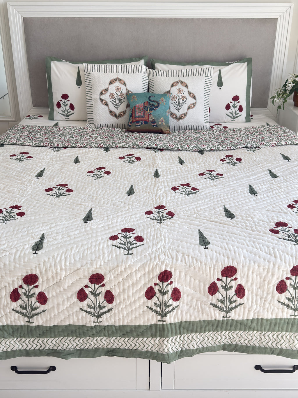 Sage & Scarlet Muslin Razai