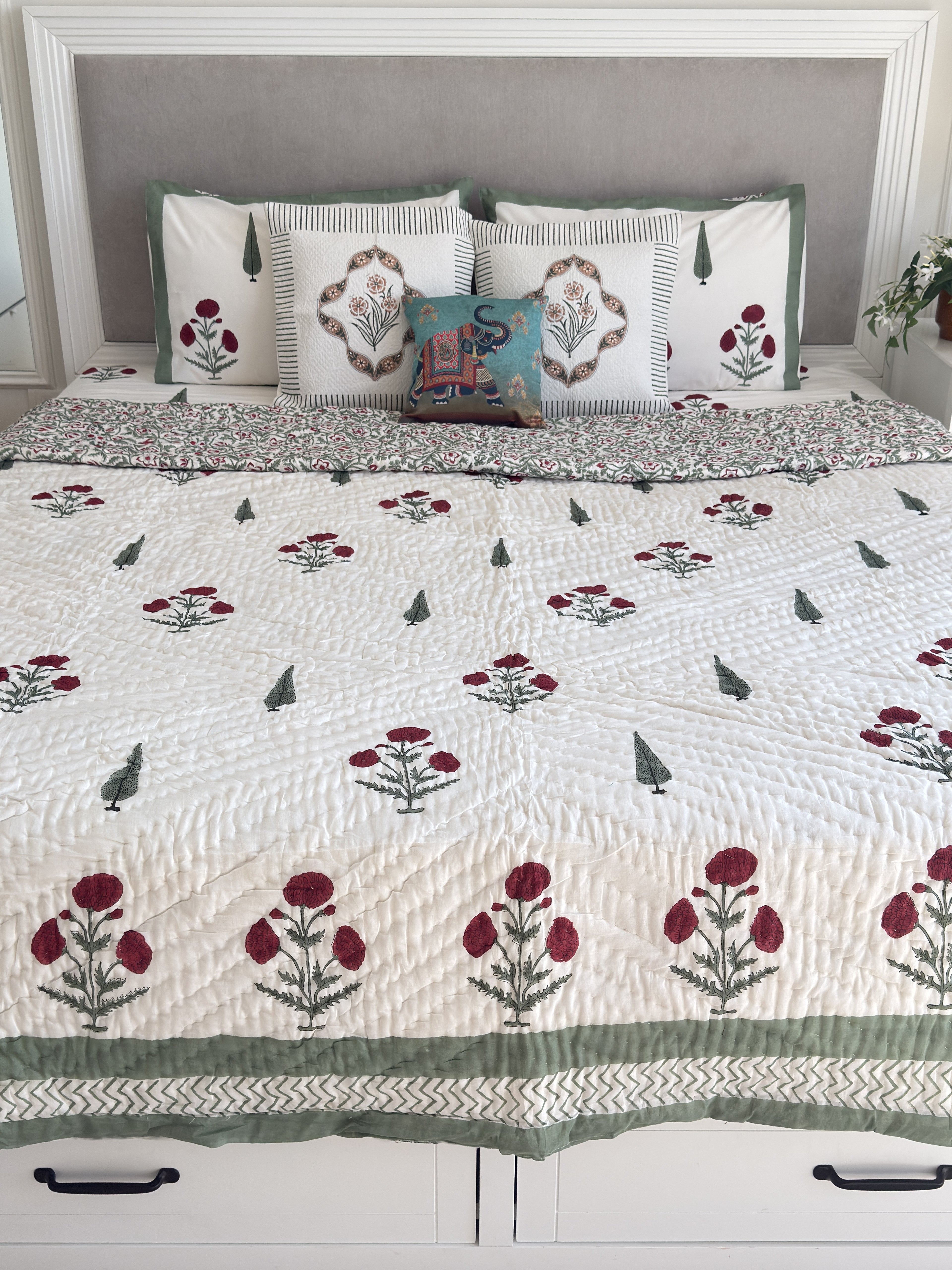 Sage & Scarlet Muslin Razai