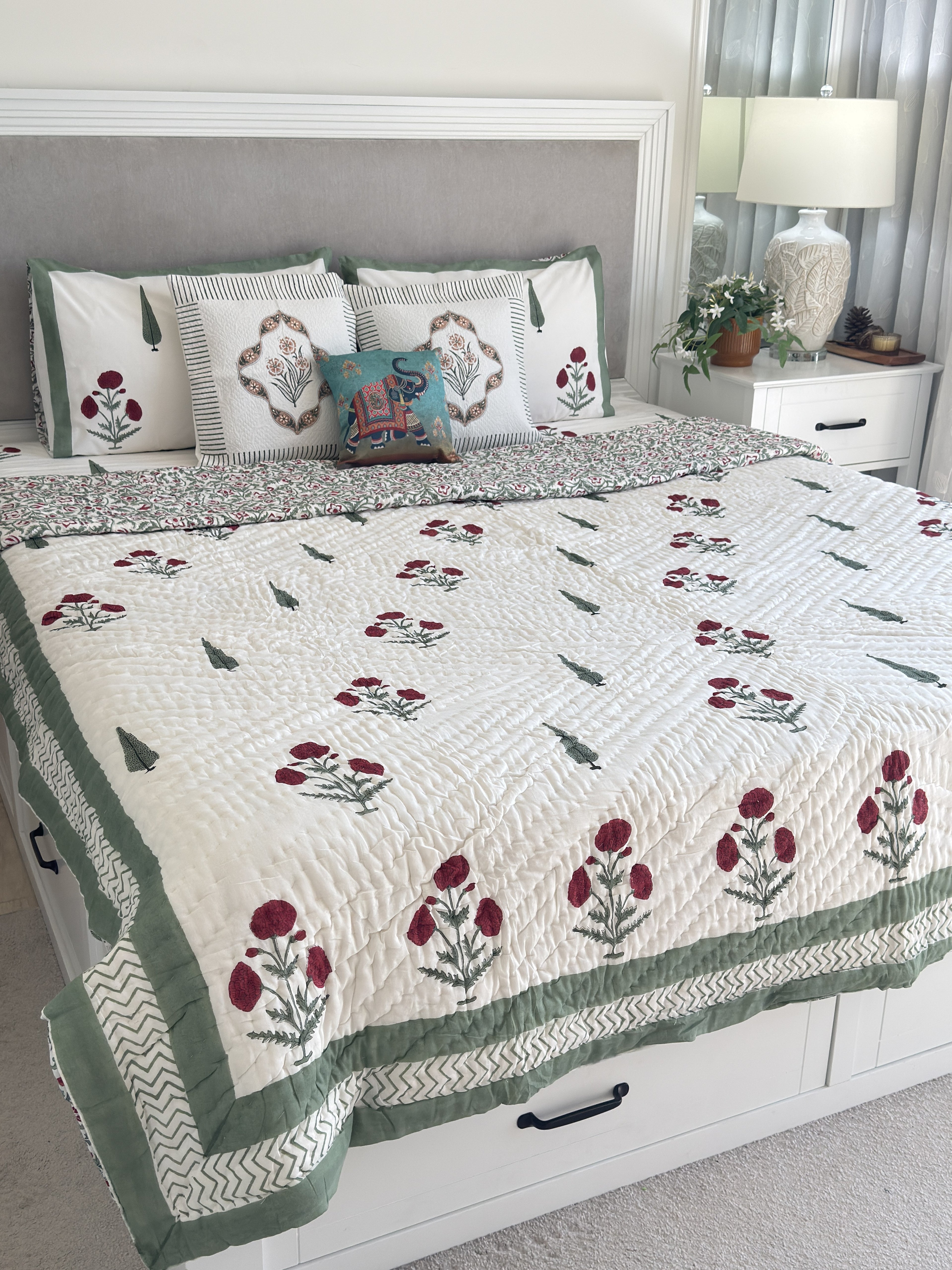 Sage & Scarlet Muslin Razai