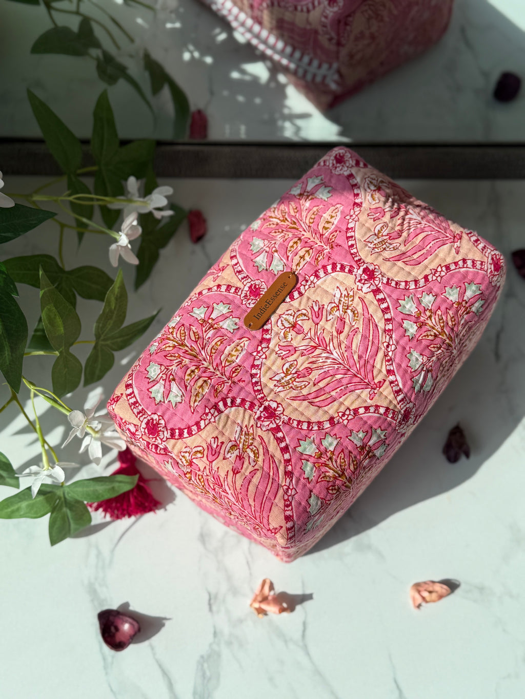 Pink Floral 3 Piece Travel Kit Organizers
