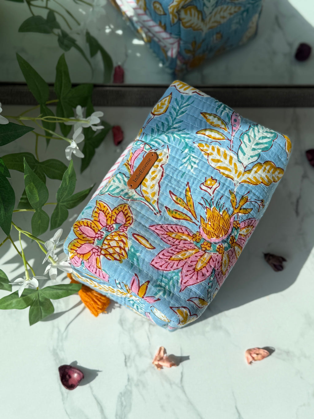 Blue Floral 3 Piece Travel Kit Organizers