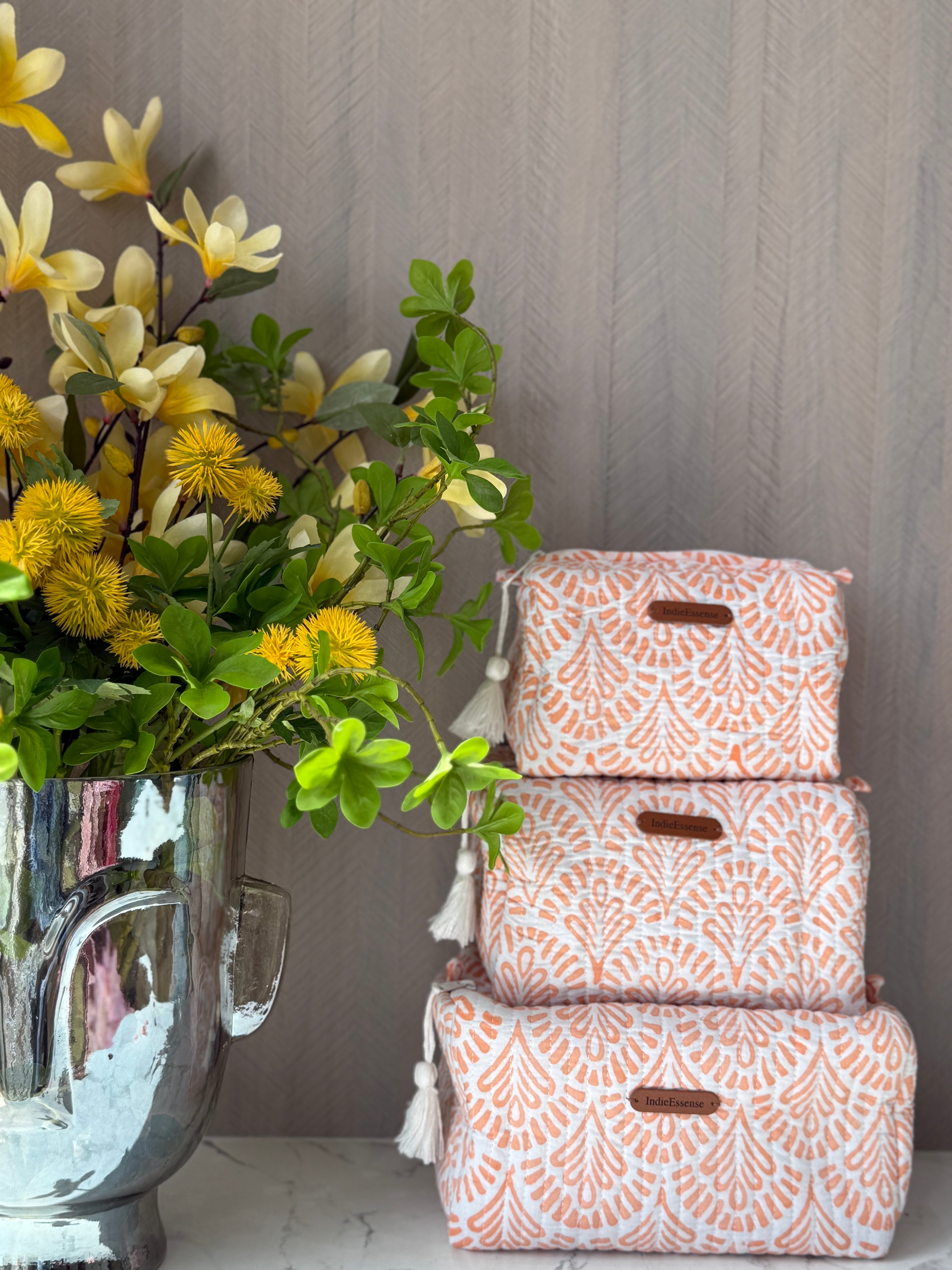 Orange & White 3 Piece Travel Kit Organizers