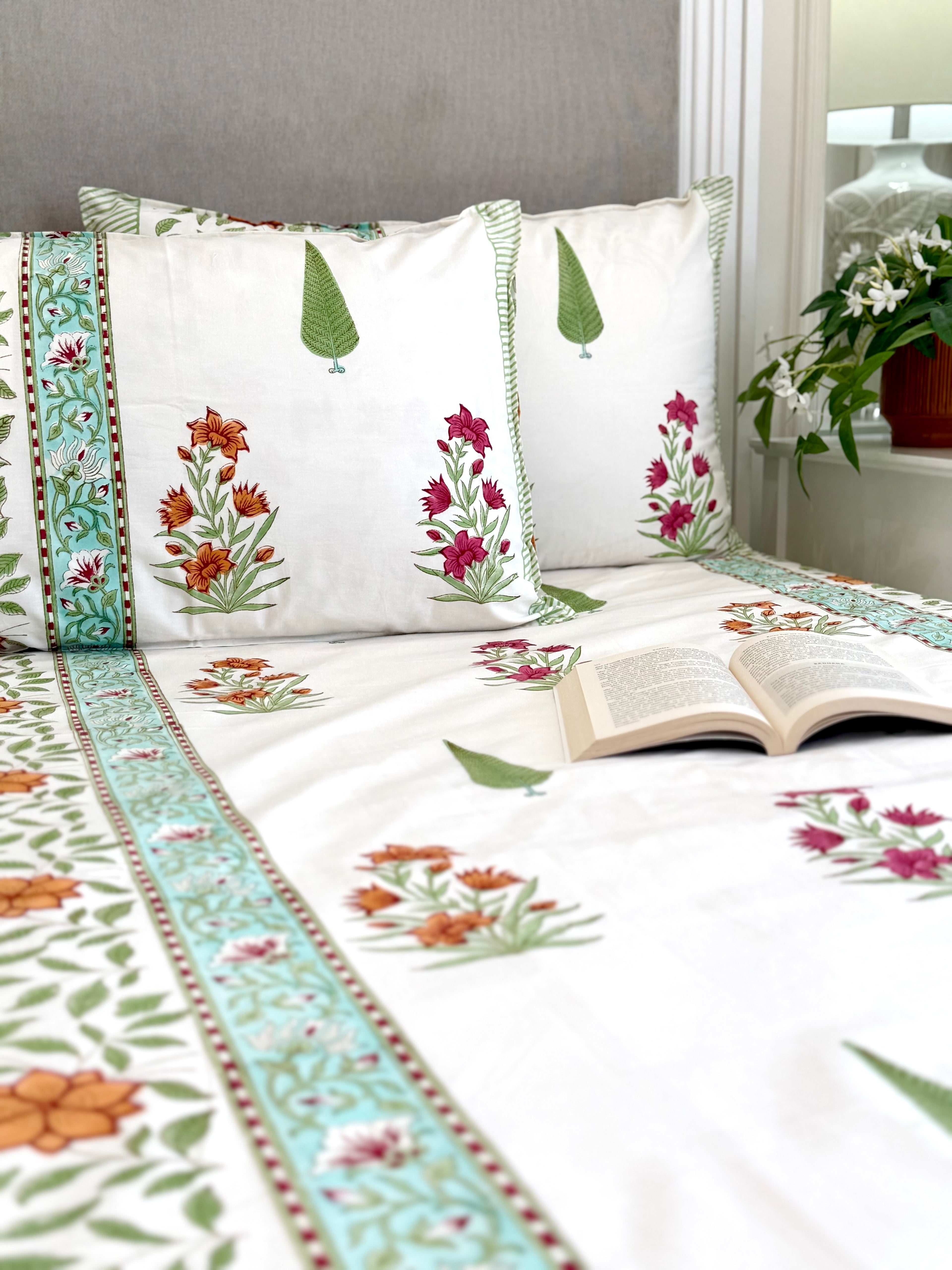 Orange Flower Percale Bedsheet