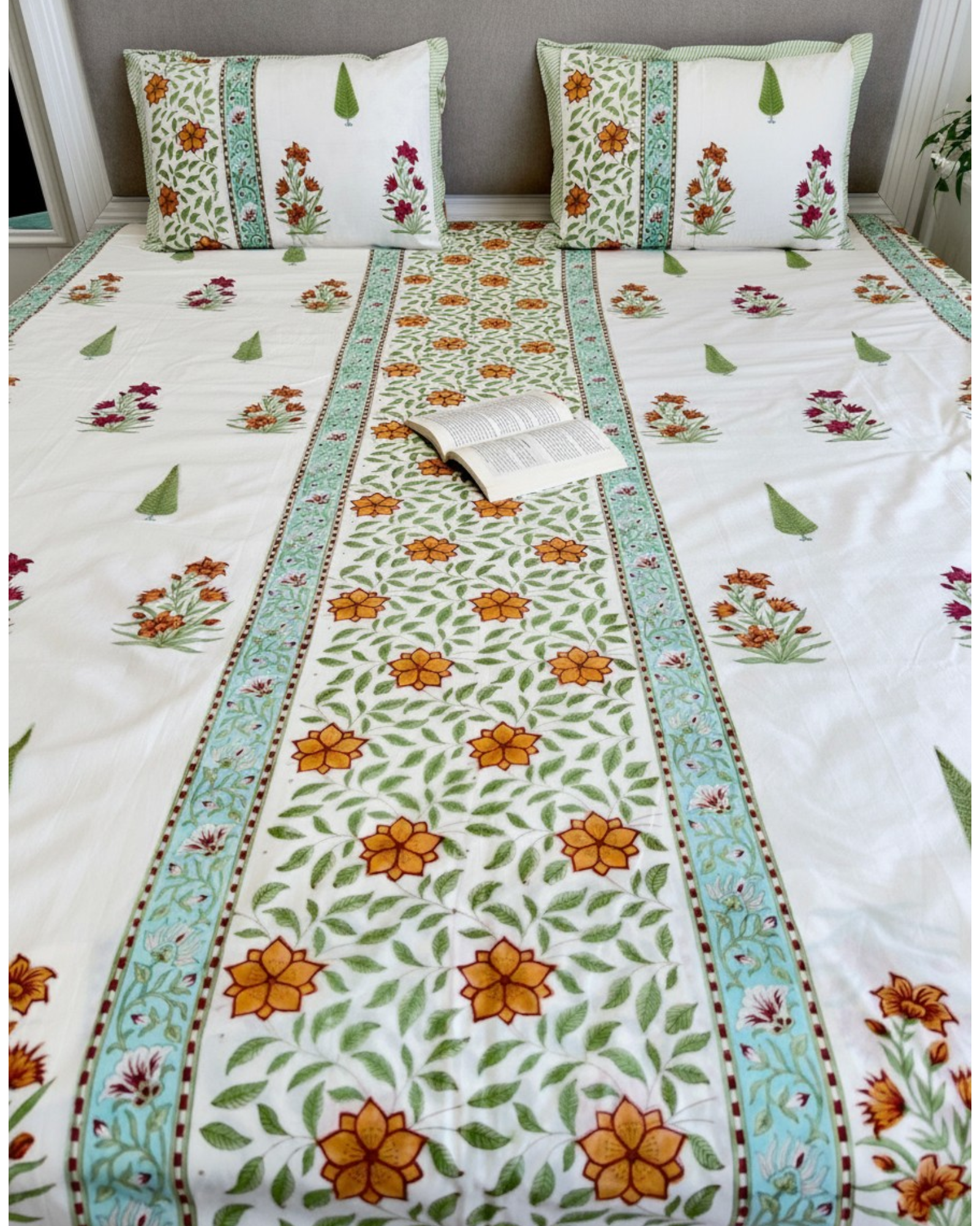 Orange Flower Percale Bedsheet