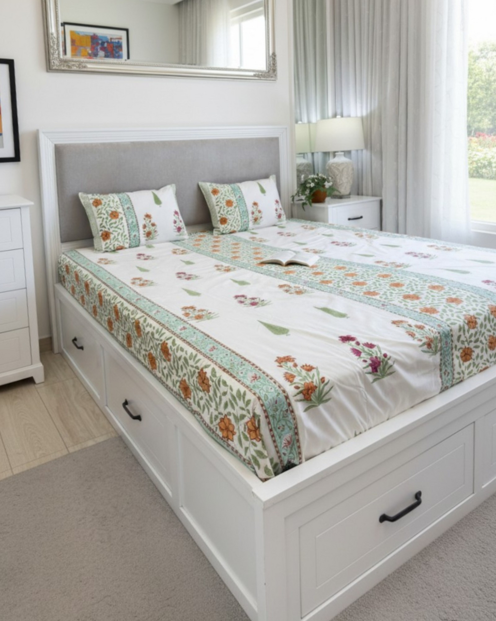 Orange Flower Percale Bedsheet