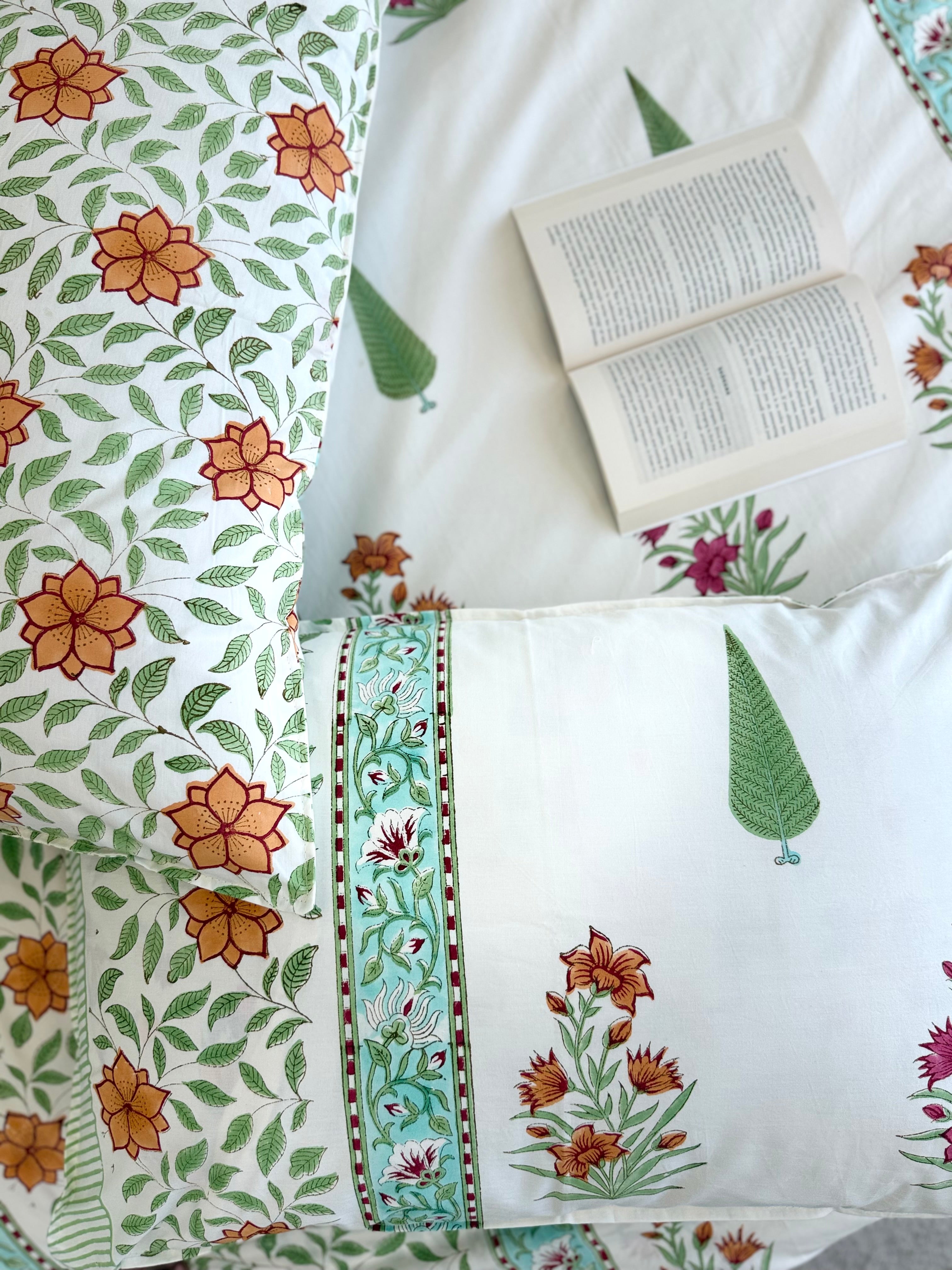 Orange Flower Percale Bedsheet