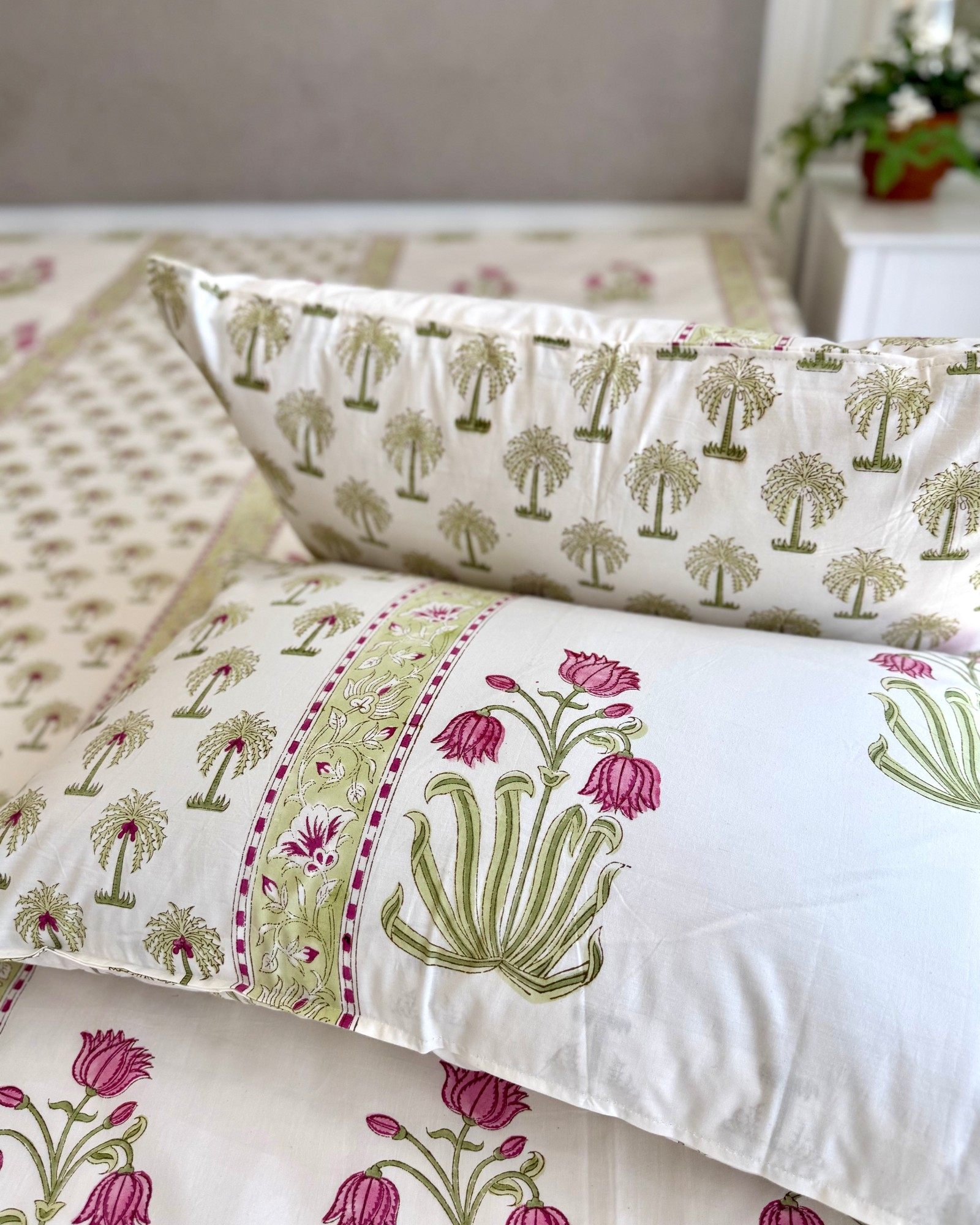 Green Palm Tree Percale Bedsheet
