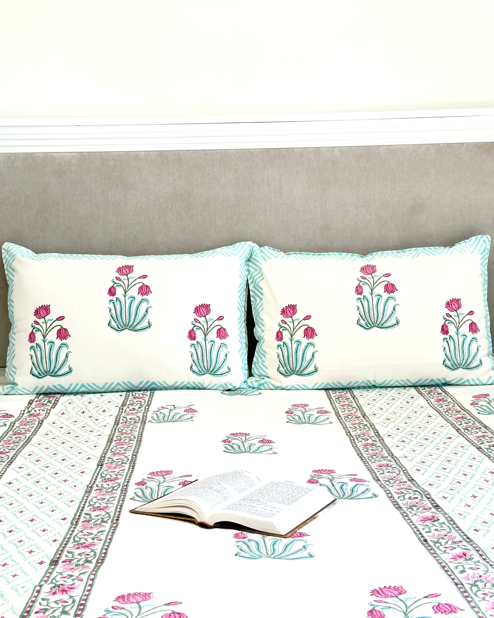 Blue Red Floral Anokhi Bedsheet