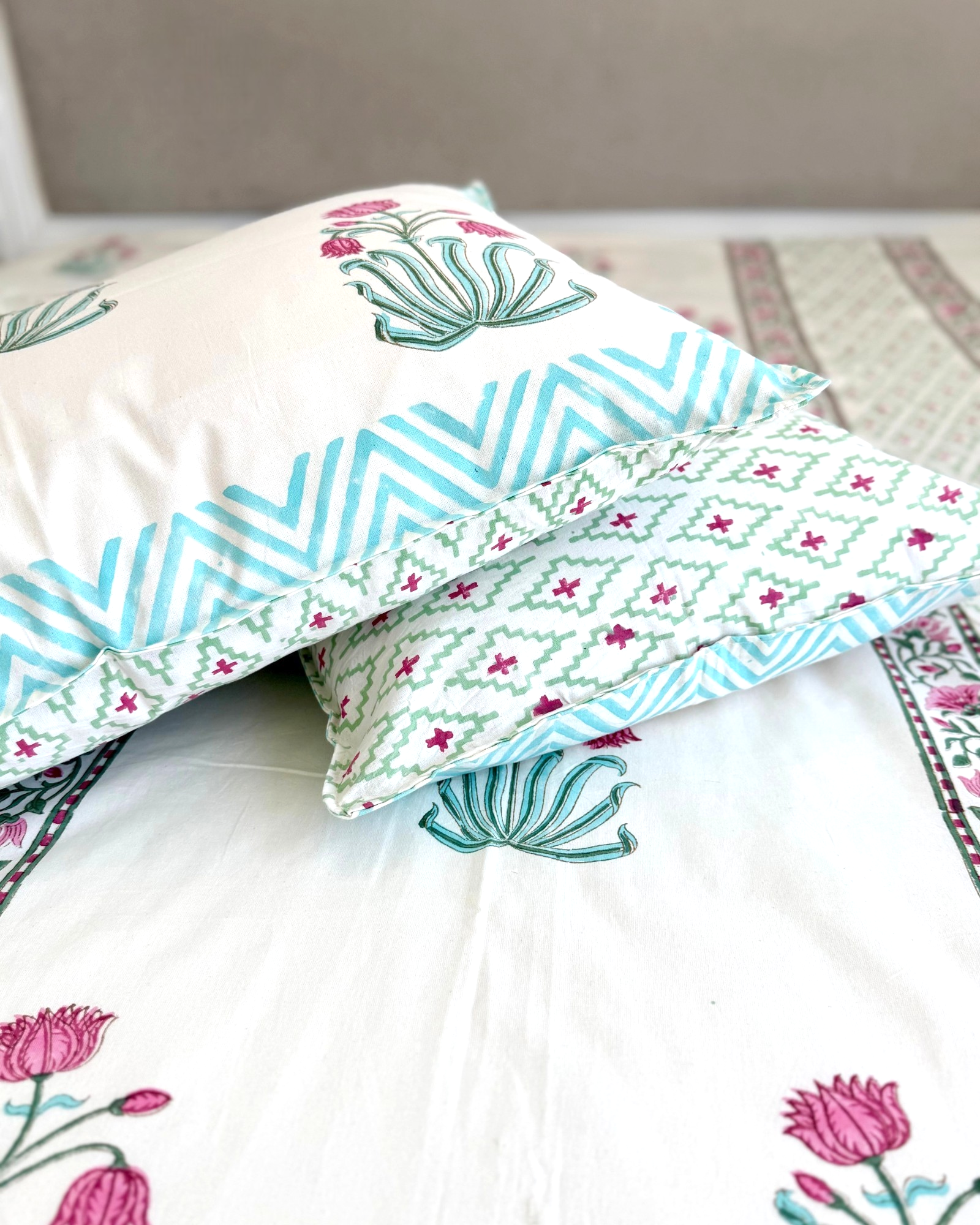 Blue Red Floral Anokhi Bedsheet
