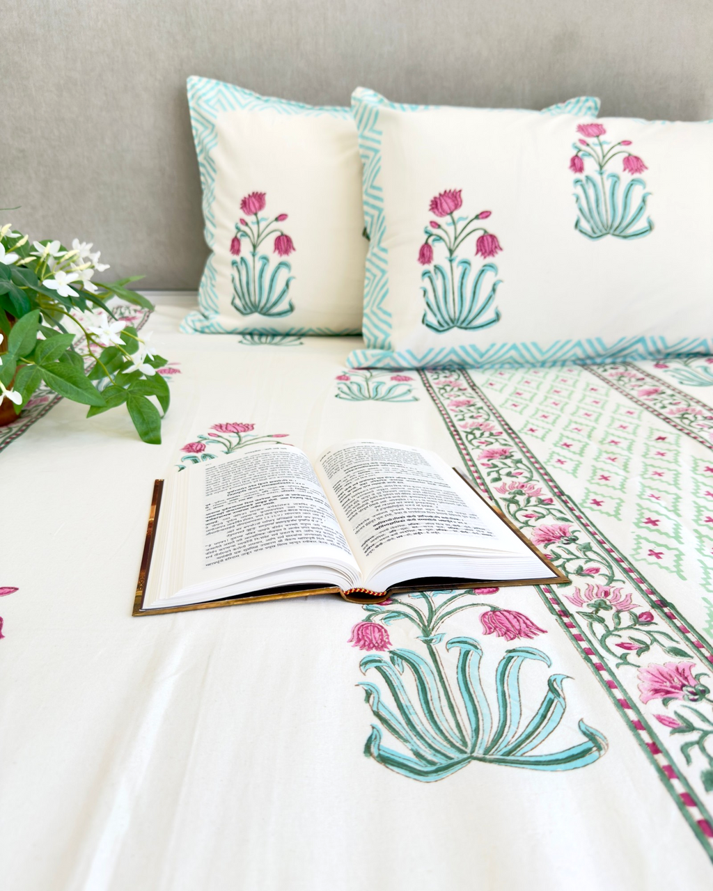 Blue Red Floral Anokhi Bedsheet