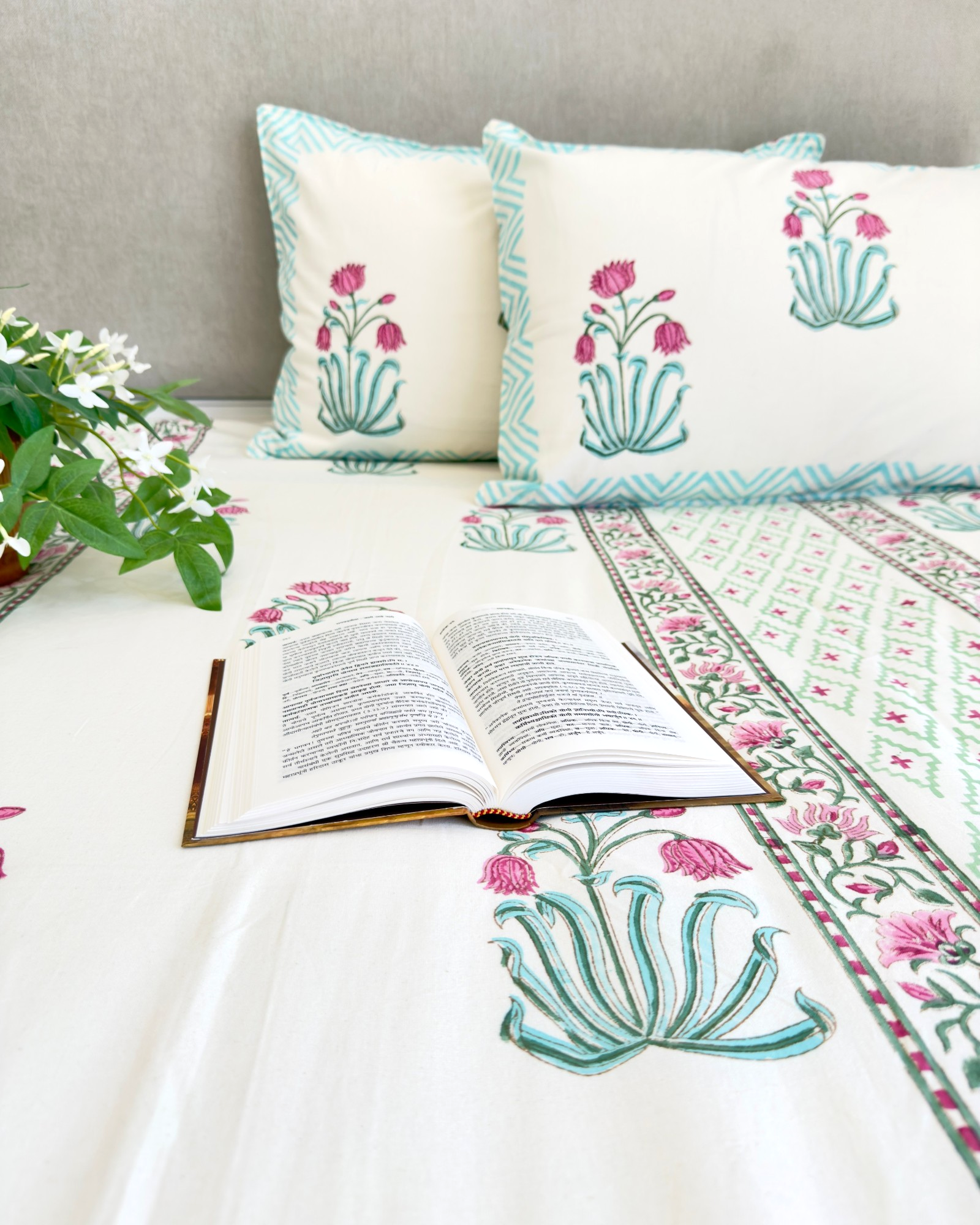 Blue Red Floral Anokhi Bedsheet