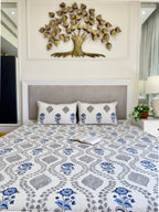 Blue Gray Floral Anokhi Bedsheet