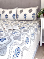 Blue Gray Floral Anokhi Bedsheet