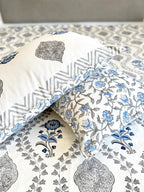 Blue Gray Floral Anokhi Bedsheet