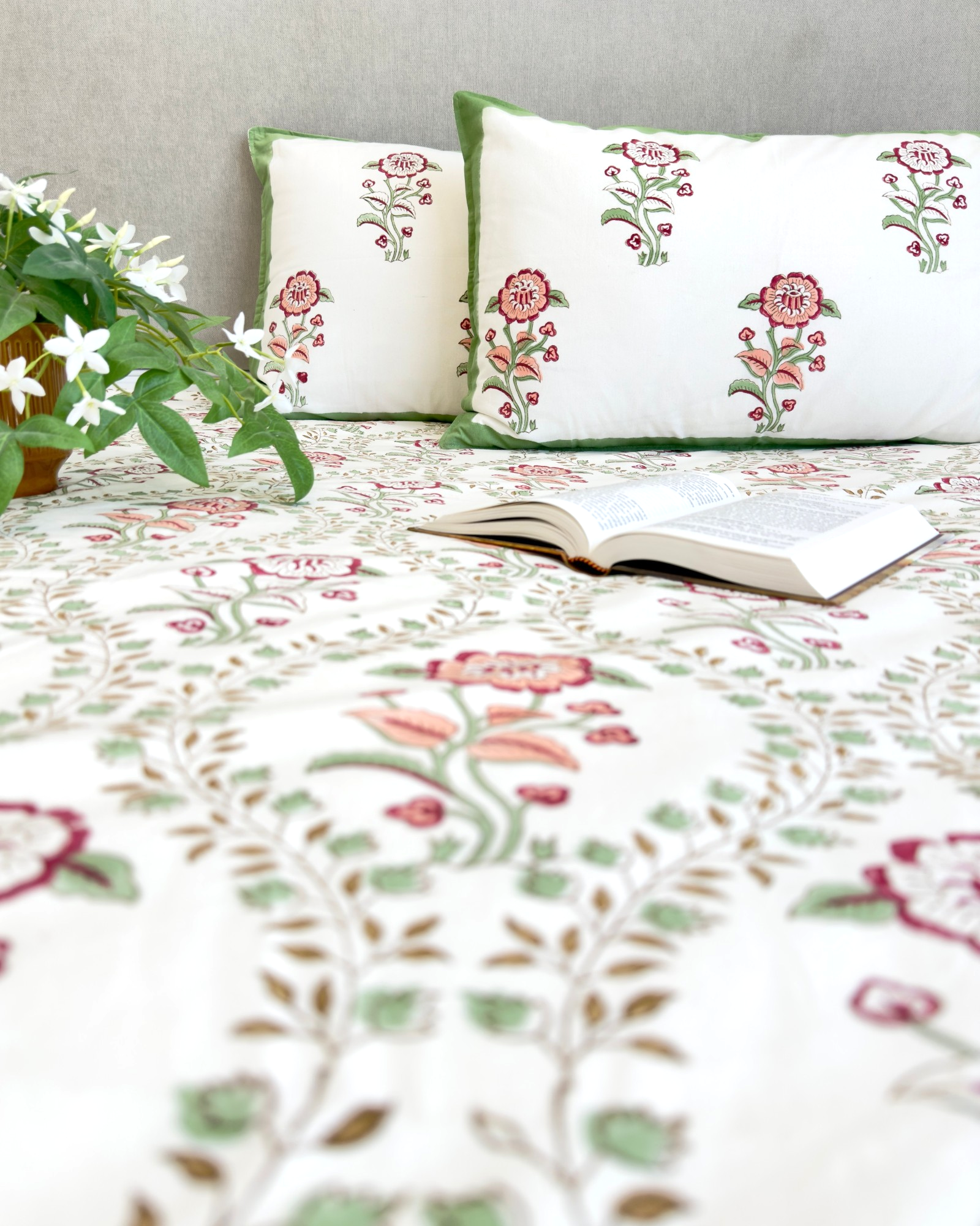Red and Green Floral Anokhi Bedsheet