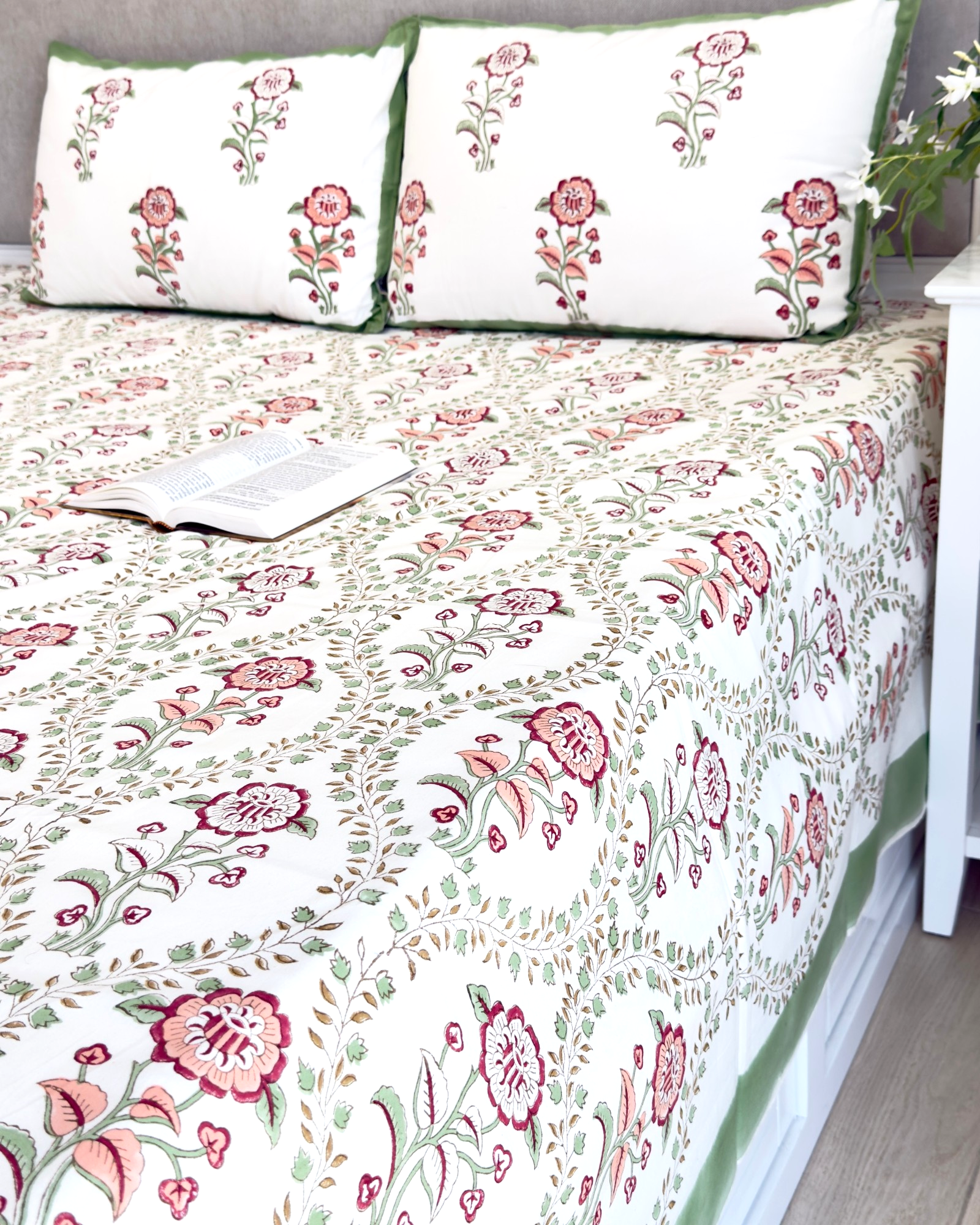 Red and Green Floral Anokhi Bedsheet