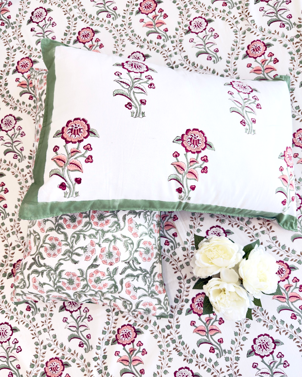 Red and Green Floral Anokhi Bedsheet
