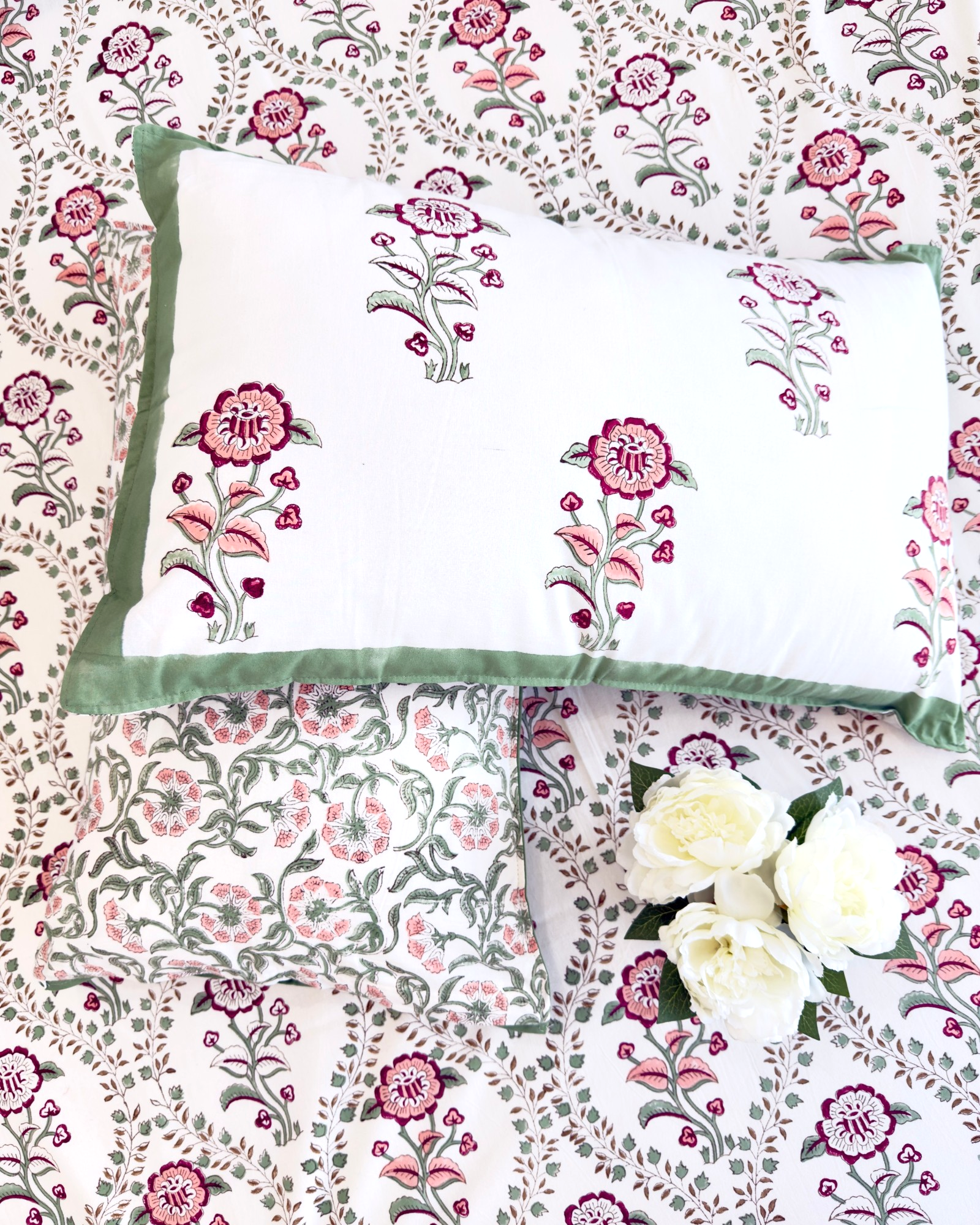 Red and Green Floral Anokhi Bedsheet